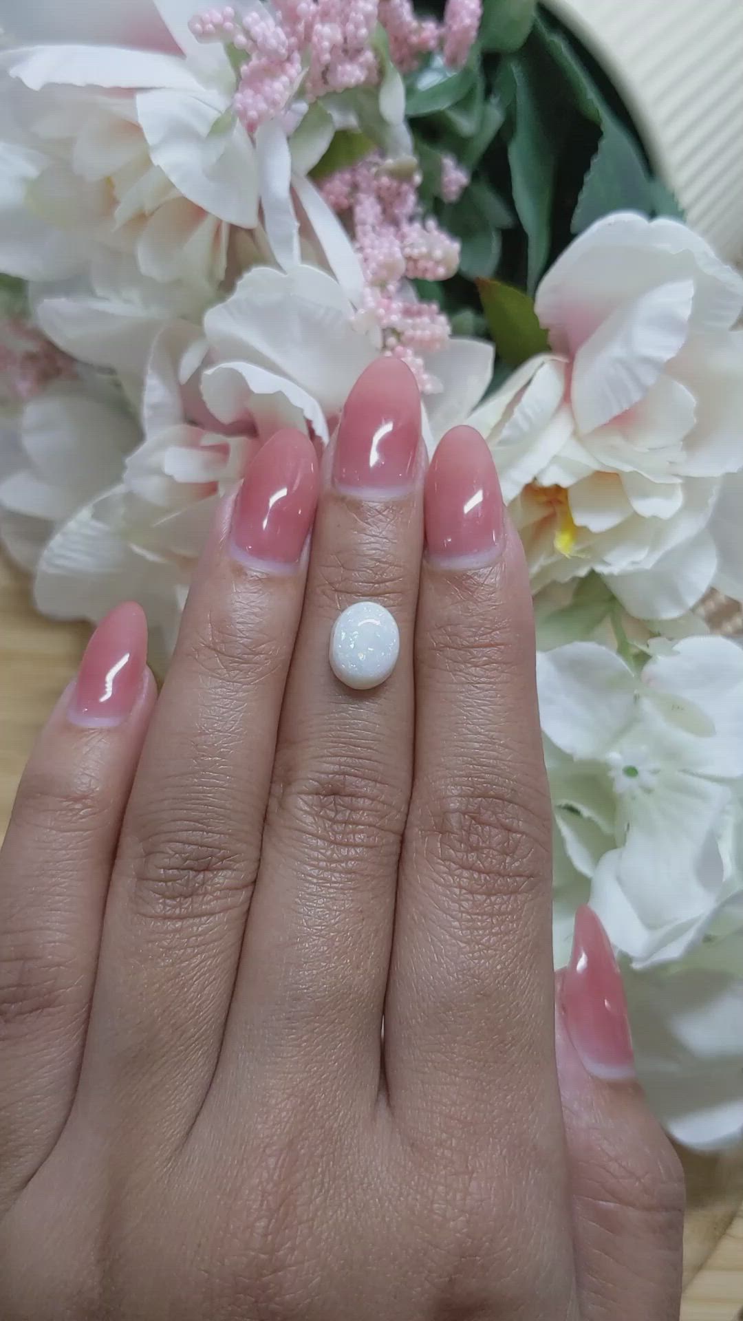 1.85 Ct. Cabochon White Opal from Brazil Size Video