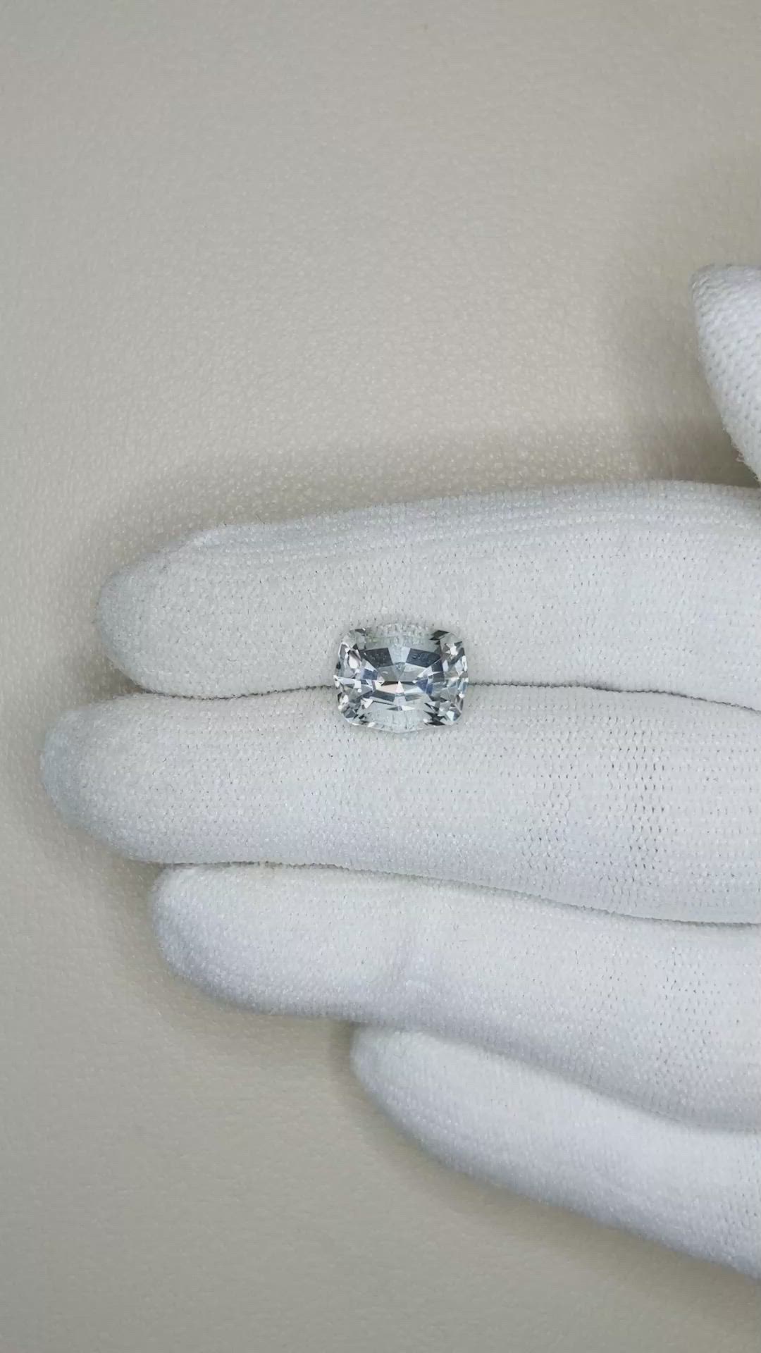 3.28 Ct. White Goshenite from Brazil Size Video
