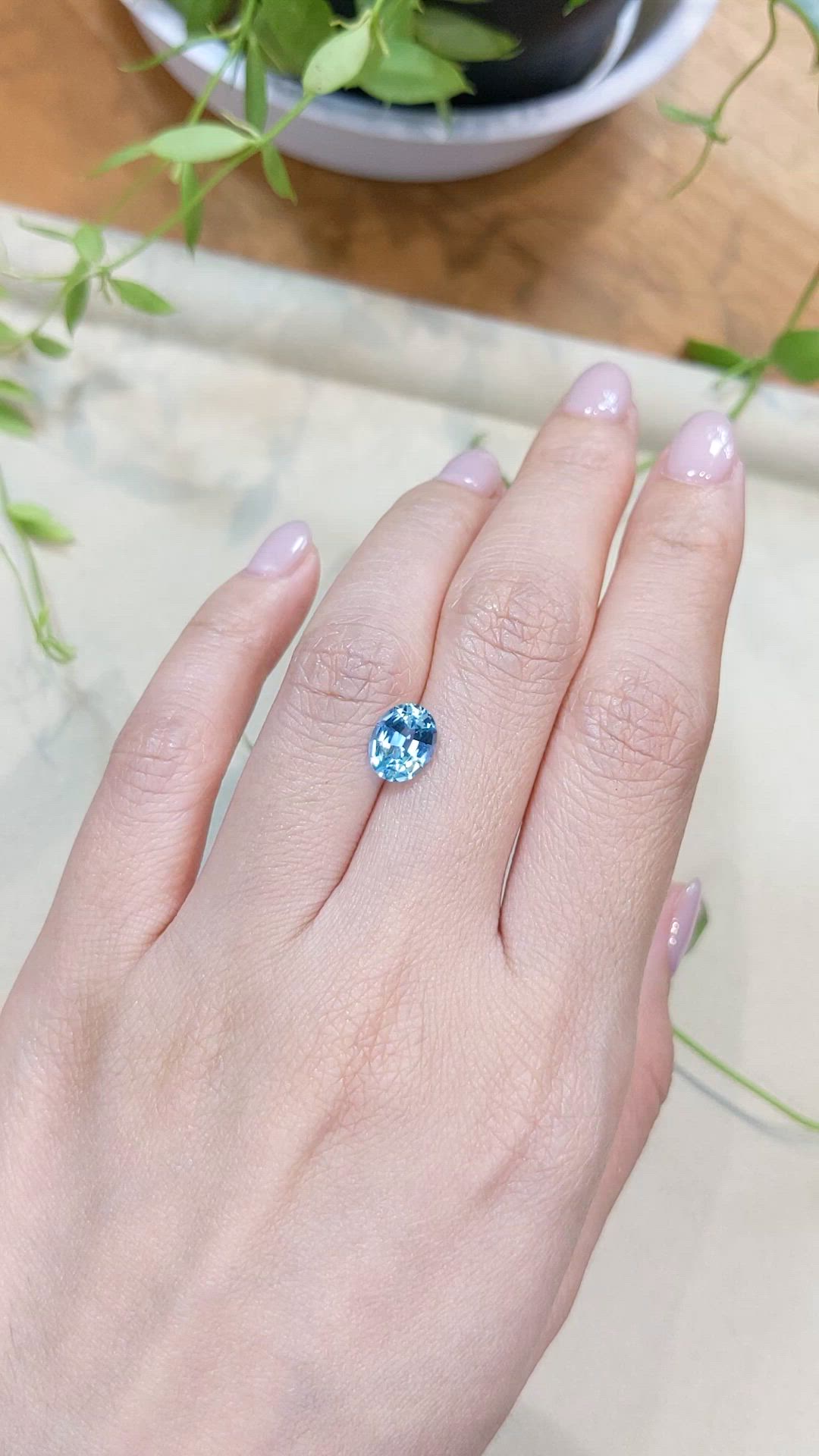 1.40 Ct. Blue Aquamarine from Brazil Size Video