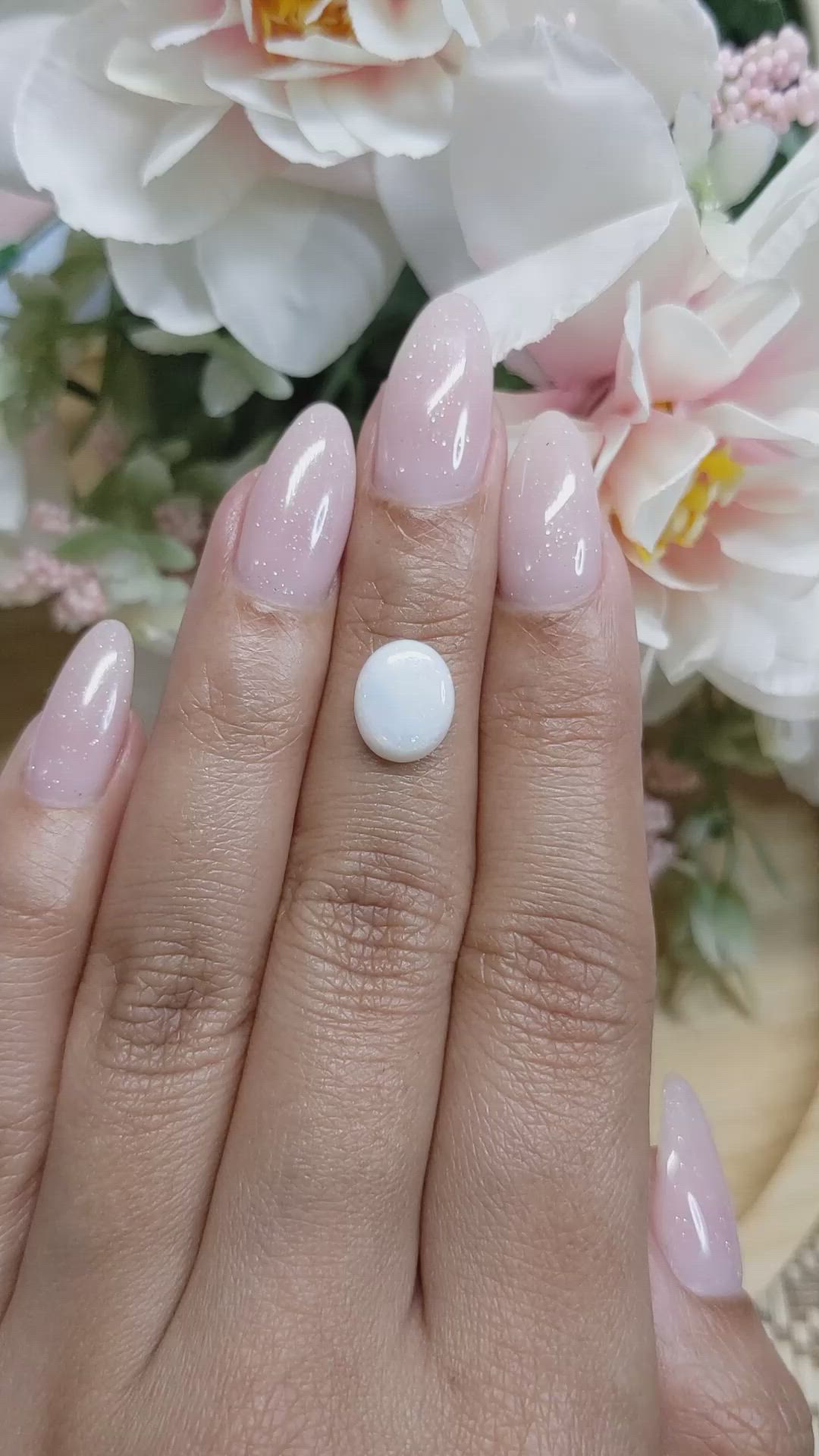 1.47 Ct. Cabochon White Opal from Brazil Size Video