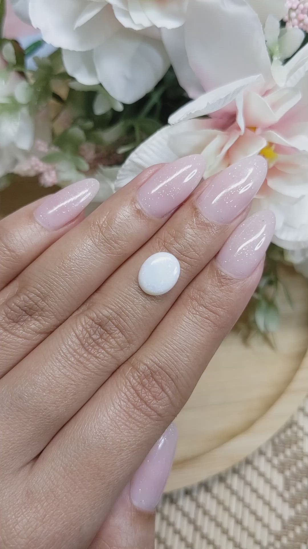 1.47 Ct. Cabochon White Opal from Brazil Size Video