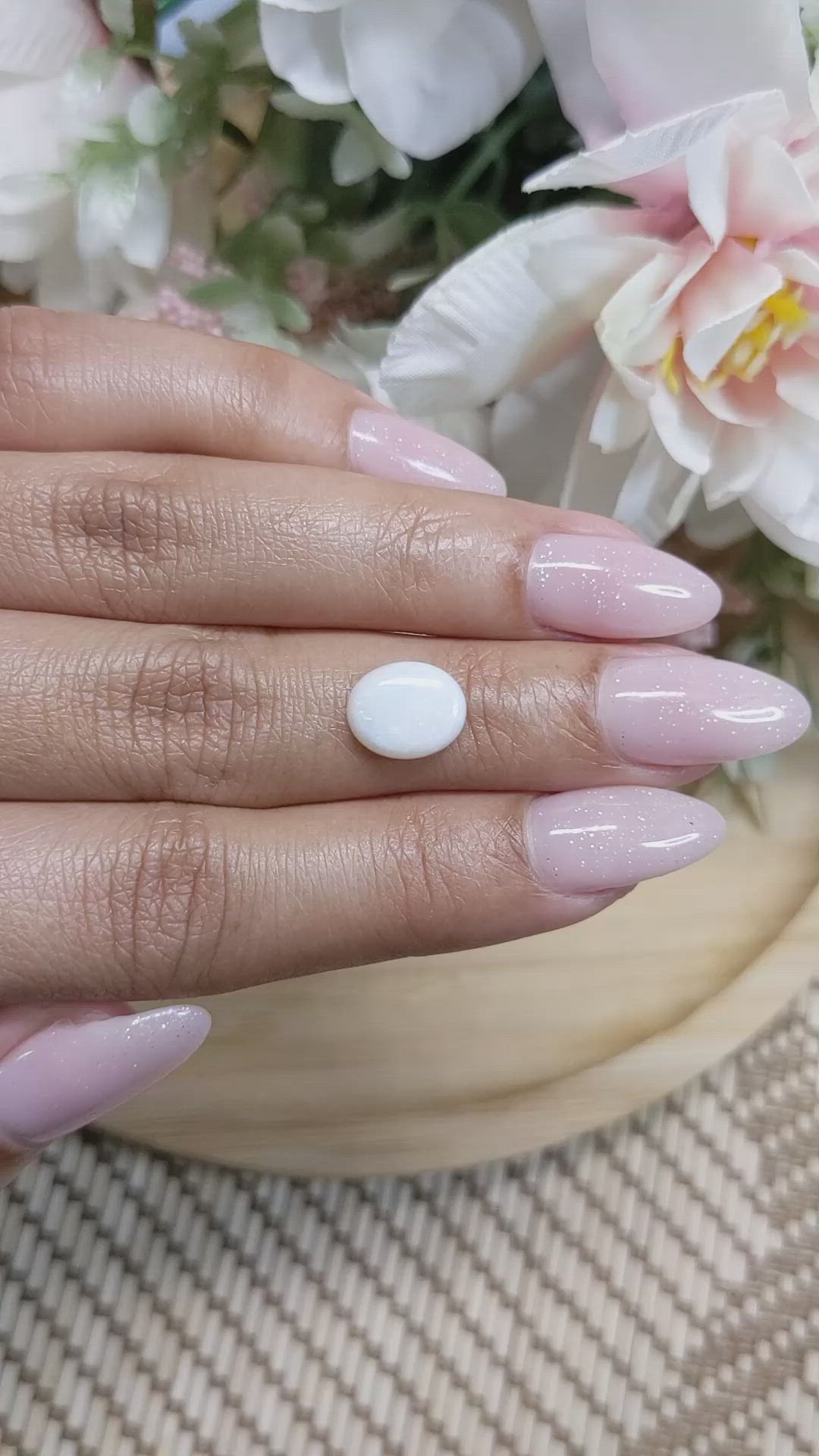 1.47 Ct. Cabochon White Opal from Brazil Size Video