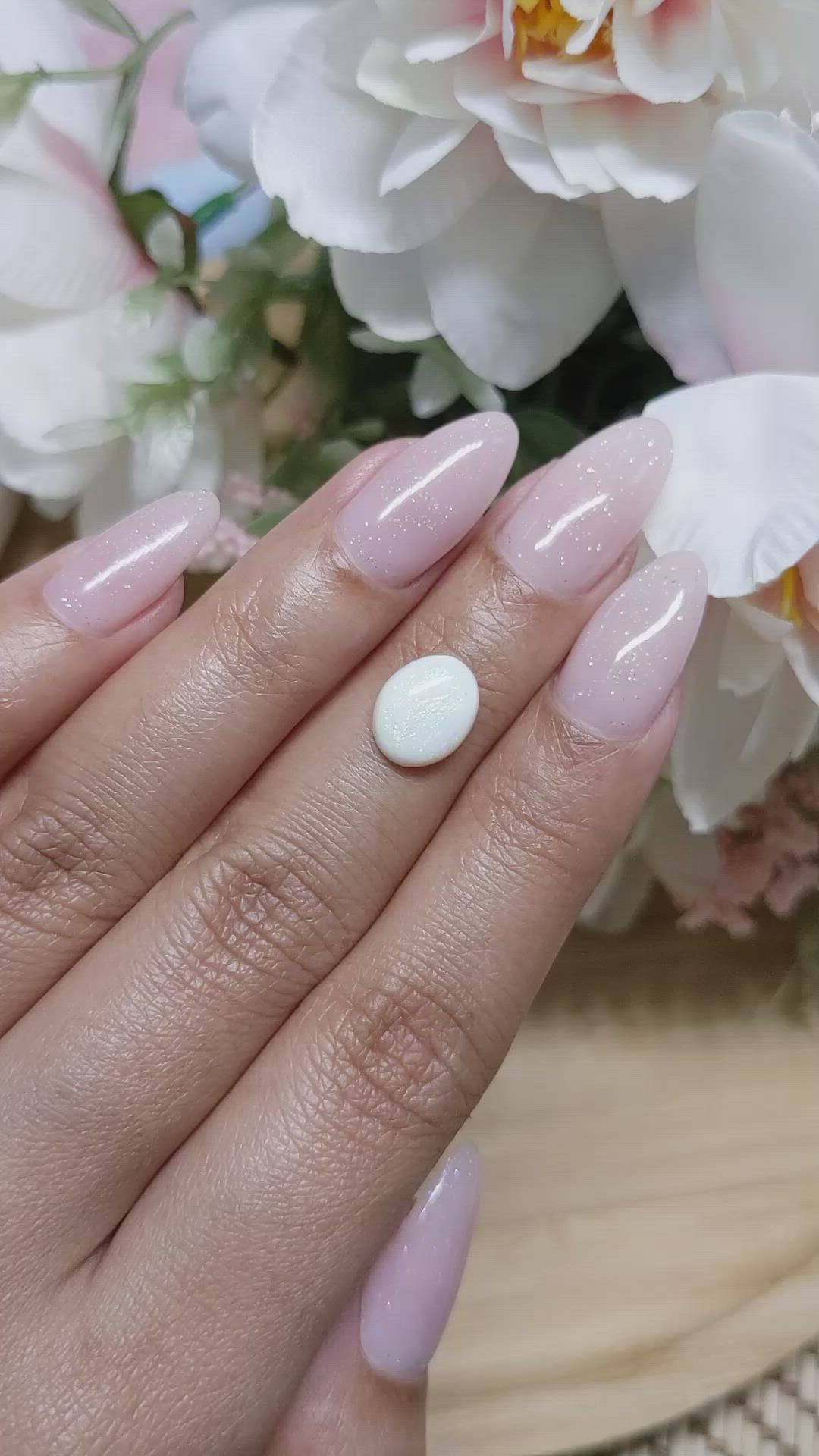 1.33 Ct. Cabochon White Opal from Brazil Size Video