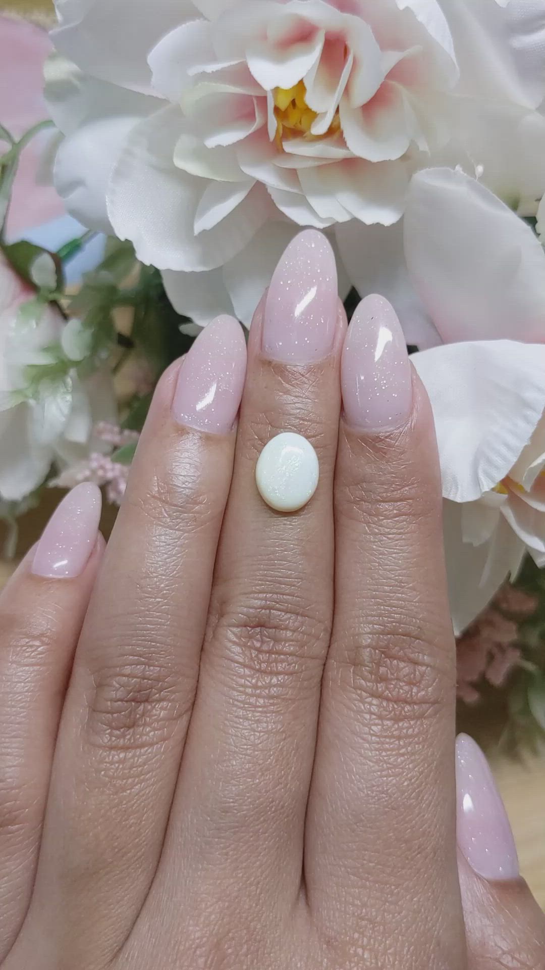 1.33 Ct. Cabochon White Opal from Brazil Size Video