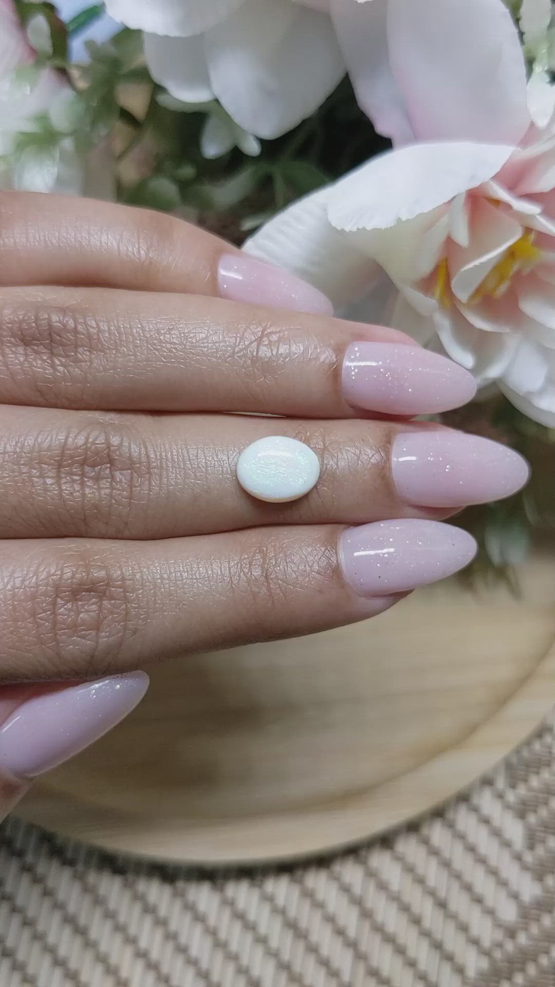 1.33 Ct. Cabochon White Opal from Brazil Size Video