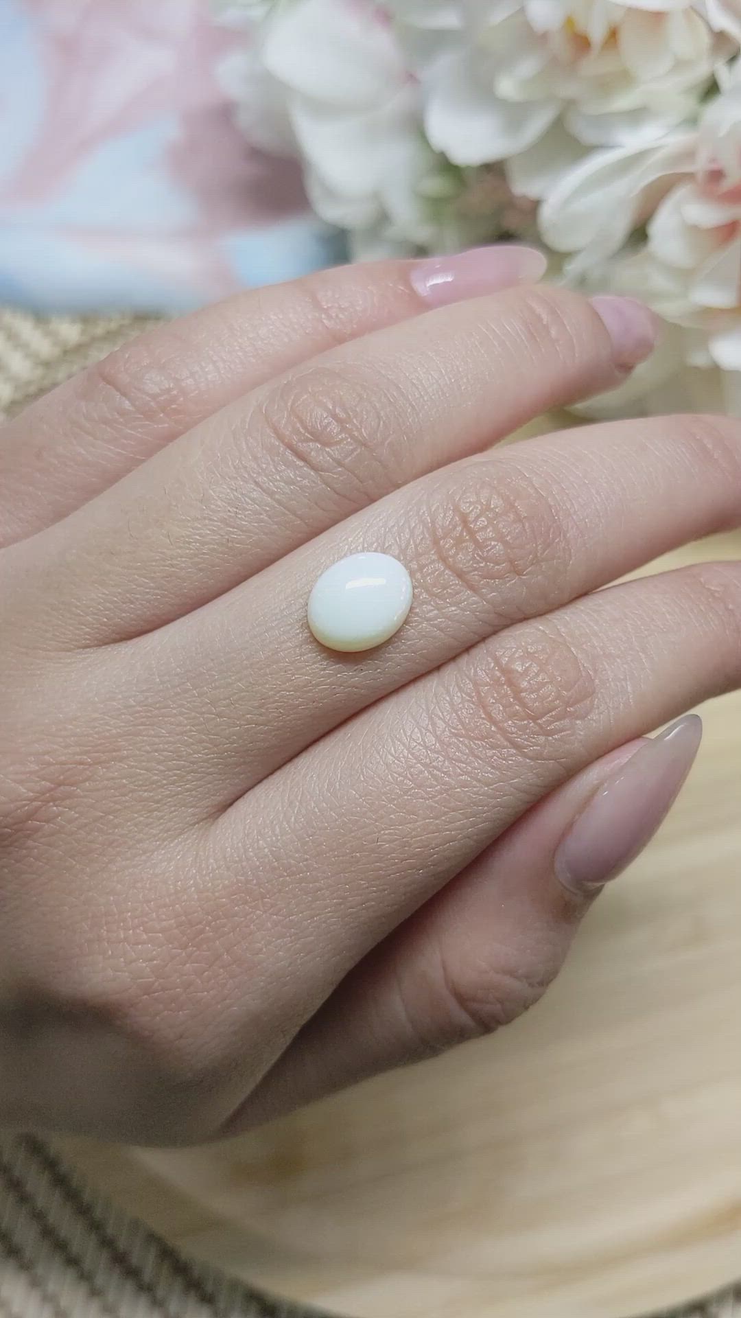 1.90 Ct. Cabochon White Opal from Brazil Size Video