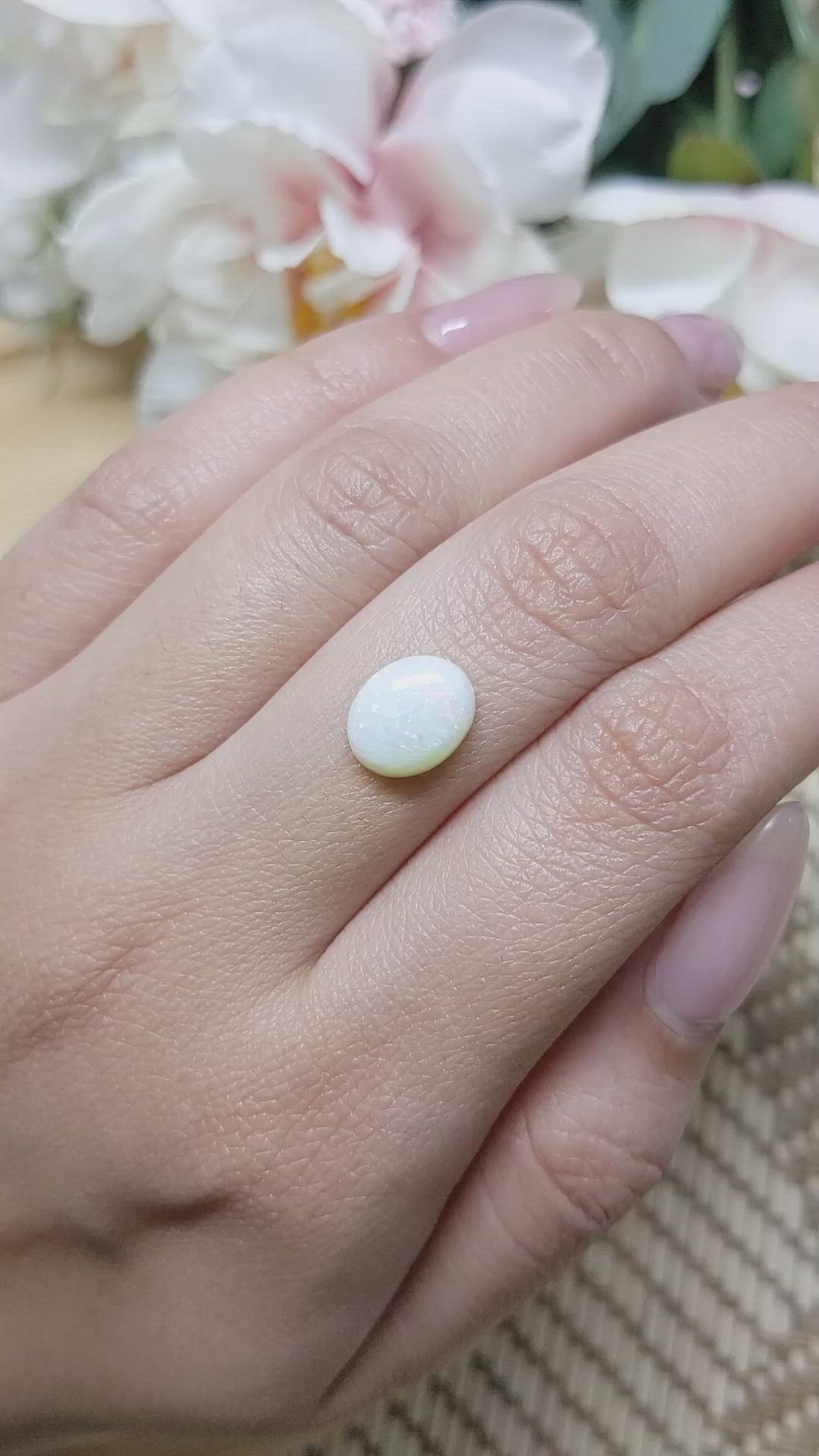 1.82 Ct. Cabochon White Opal from Brazil Size Video