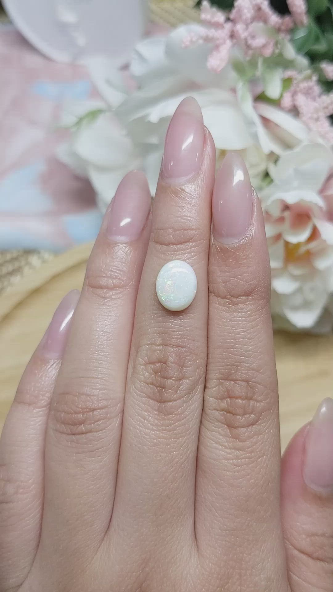 1.82 Ct. Cabochon White Opal from Brazil Size Video