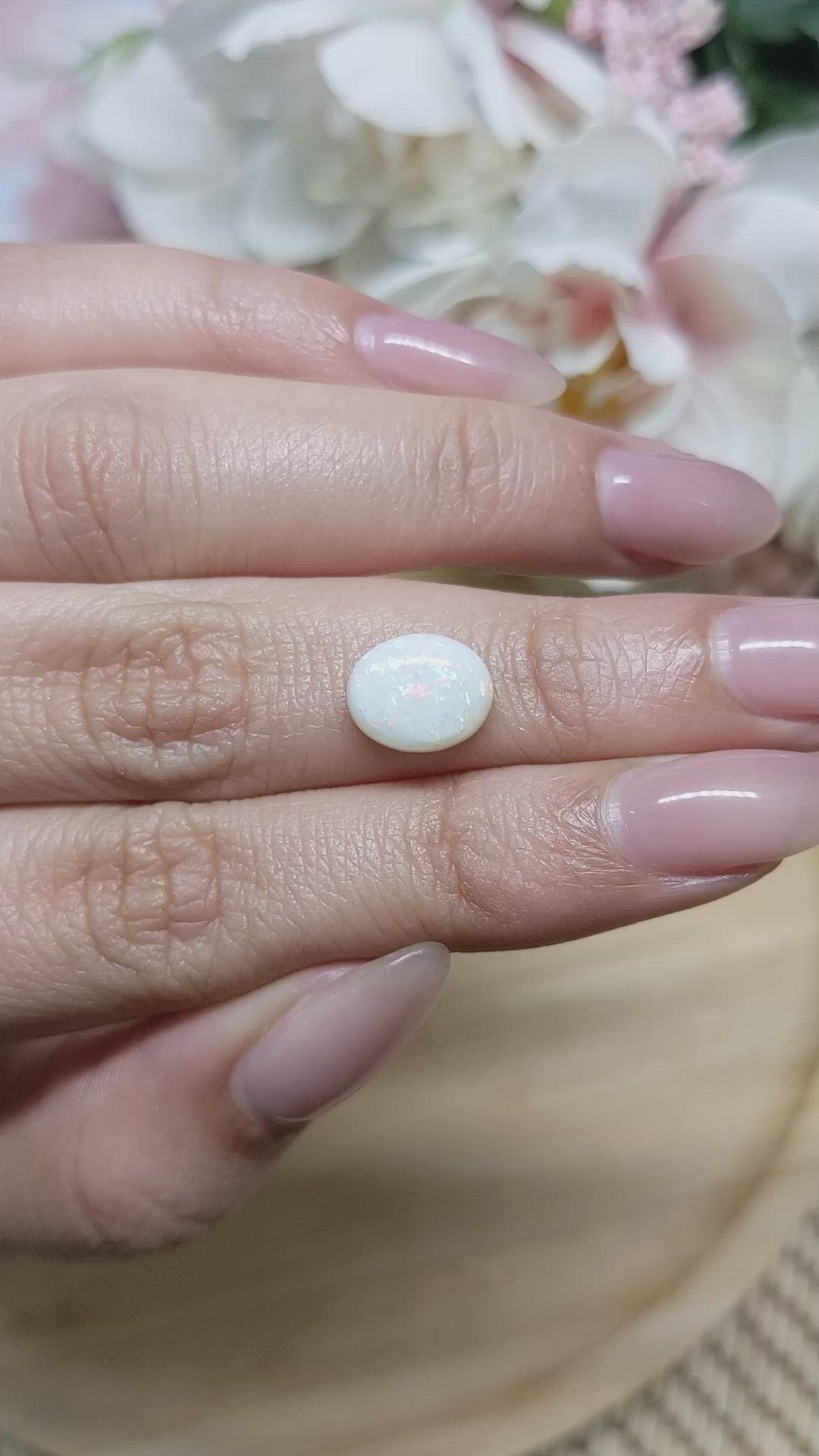 1.82 Ct. Cabochon White Opal from Brazil Size Video