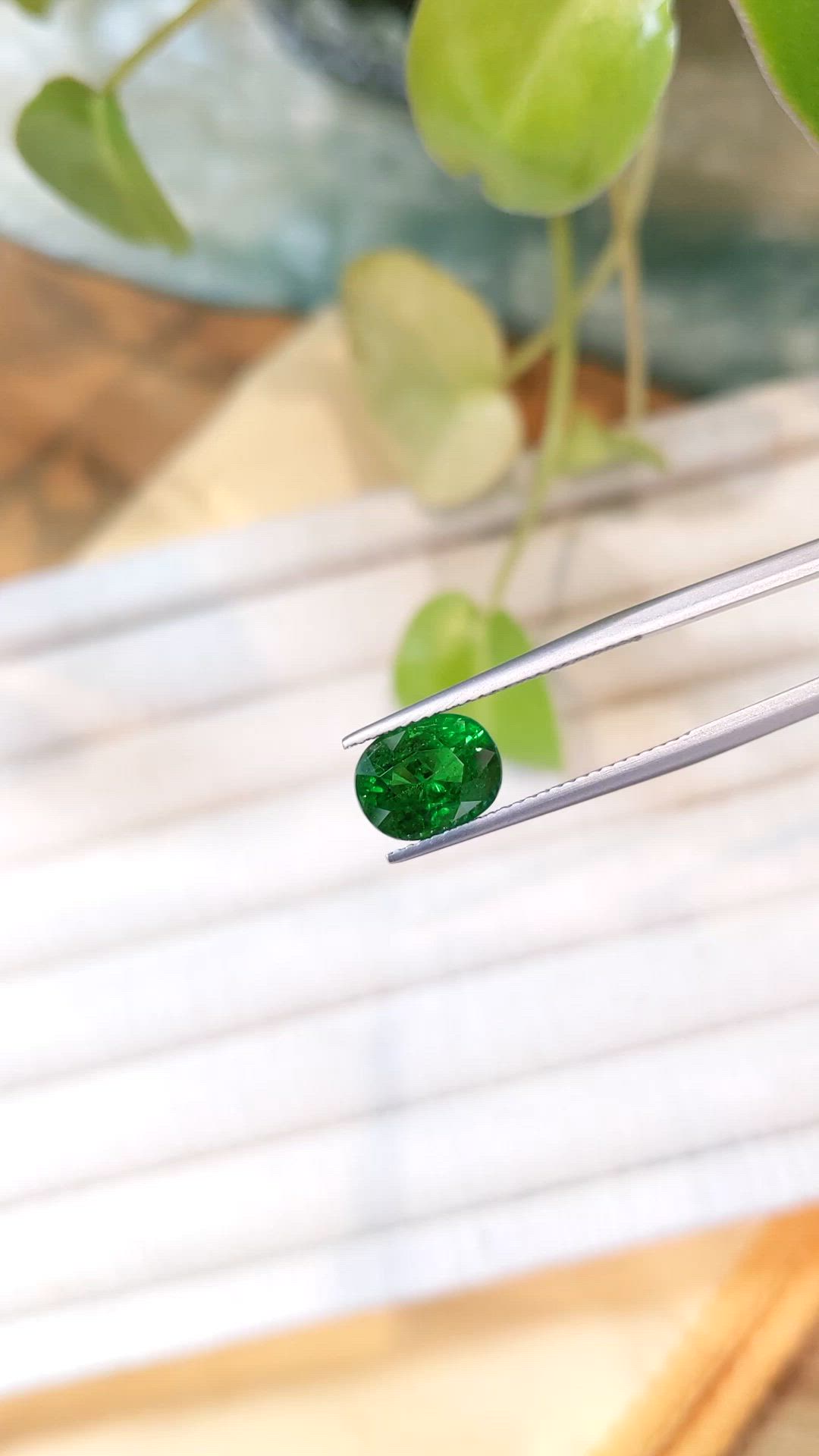 3.55 Ct. Tsavorite Garnet from Tanzania Size Video