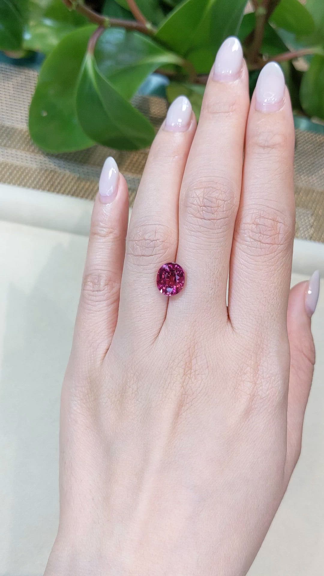 3.64 Ct. Purplish Pink Garnet from Tanzania Size Video