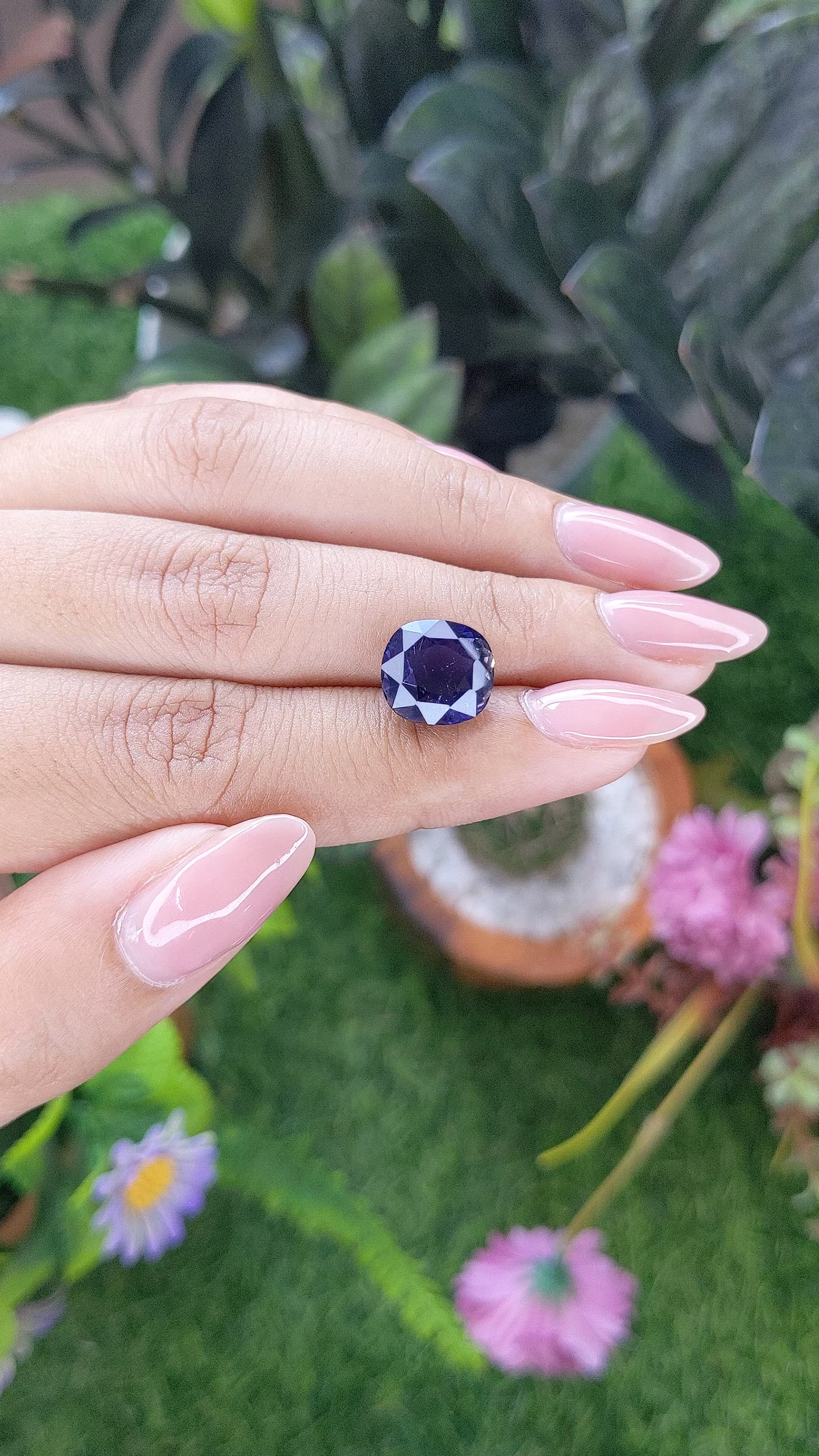 3.79 Ct. Bluish Purple Iolite from Ceylon (Sri Lanka) Size Video