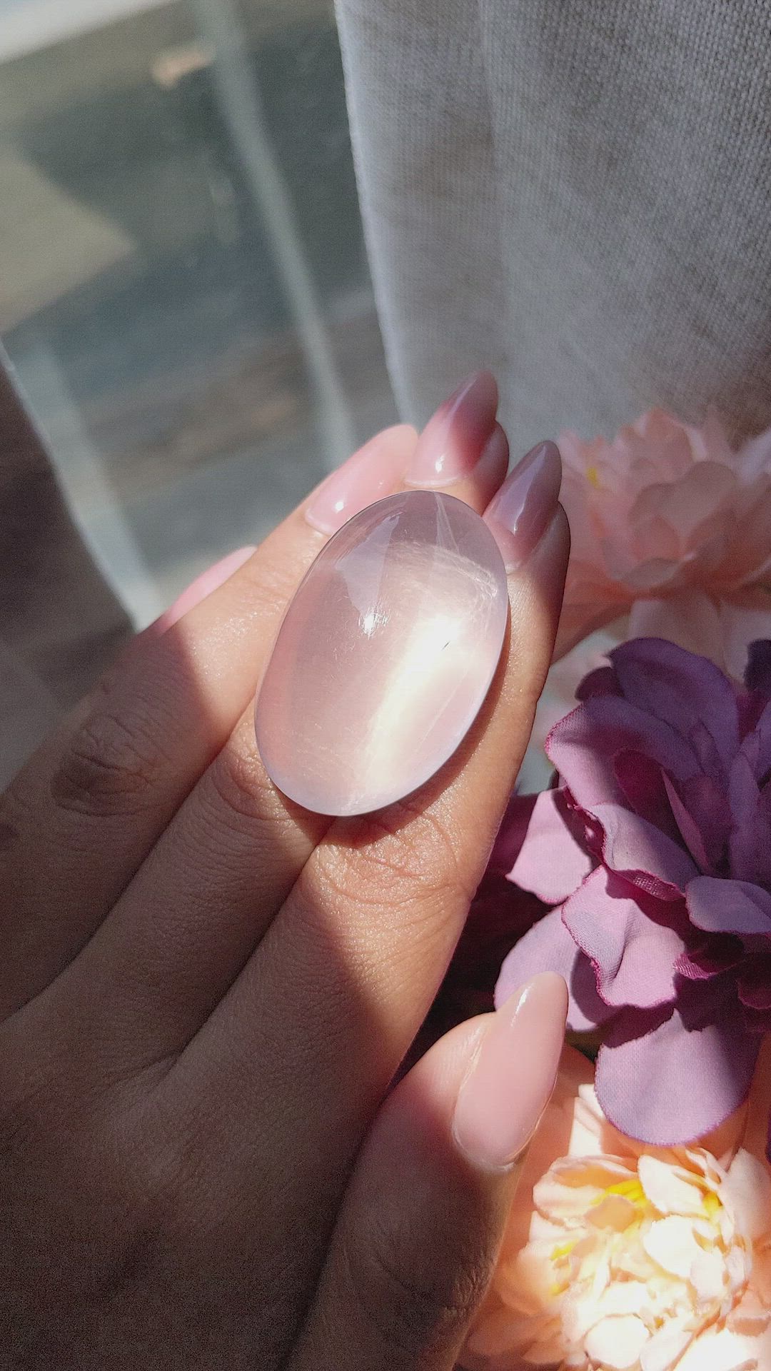 111.40 Ct. Pink Cabochon Rose Quartz from Ceylon (Sri Lanka) Size Video