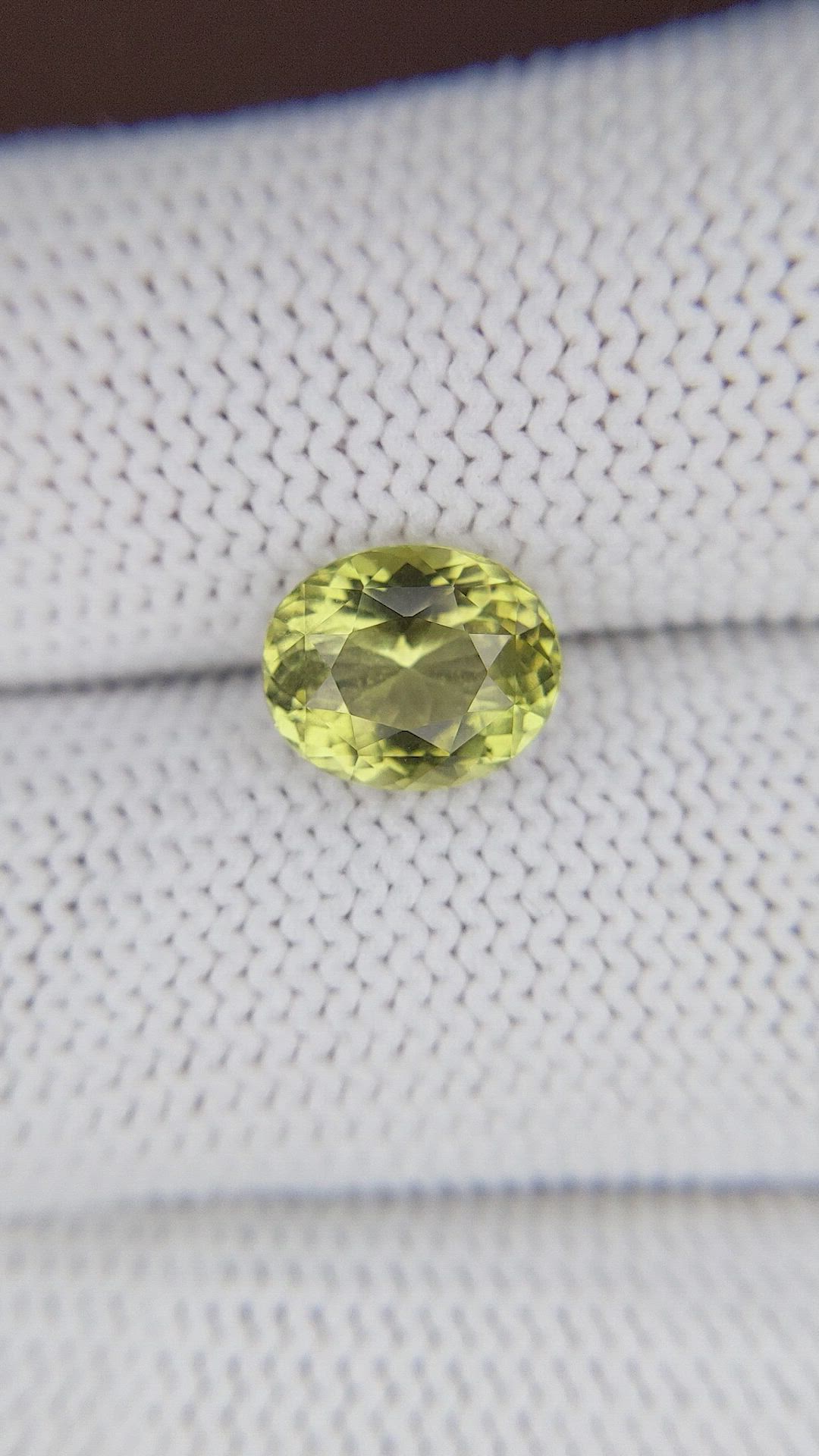 2.18 Ct. Yellowish Green Tourmaline from Ceylon (Sri Lanka) Size Video