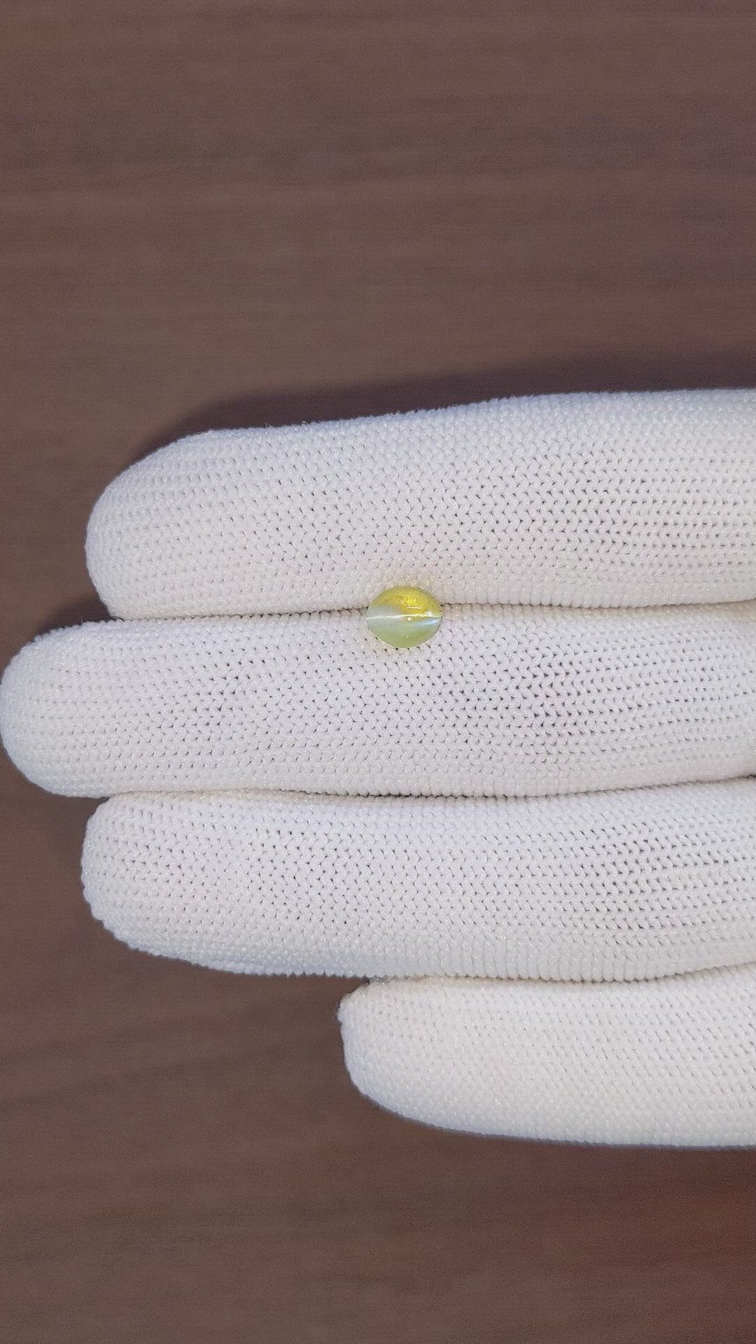 1.67 Ct. Yellowish Green Cabochon Chrysoberyl from Ceylon (Sri Lanka) Size Video