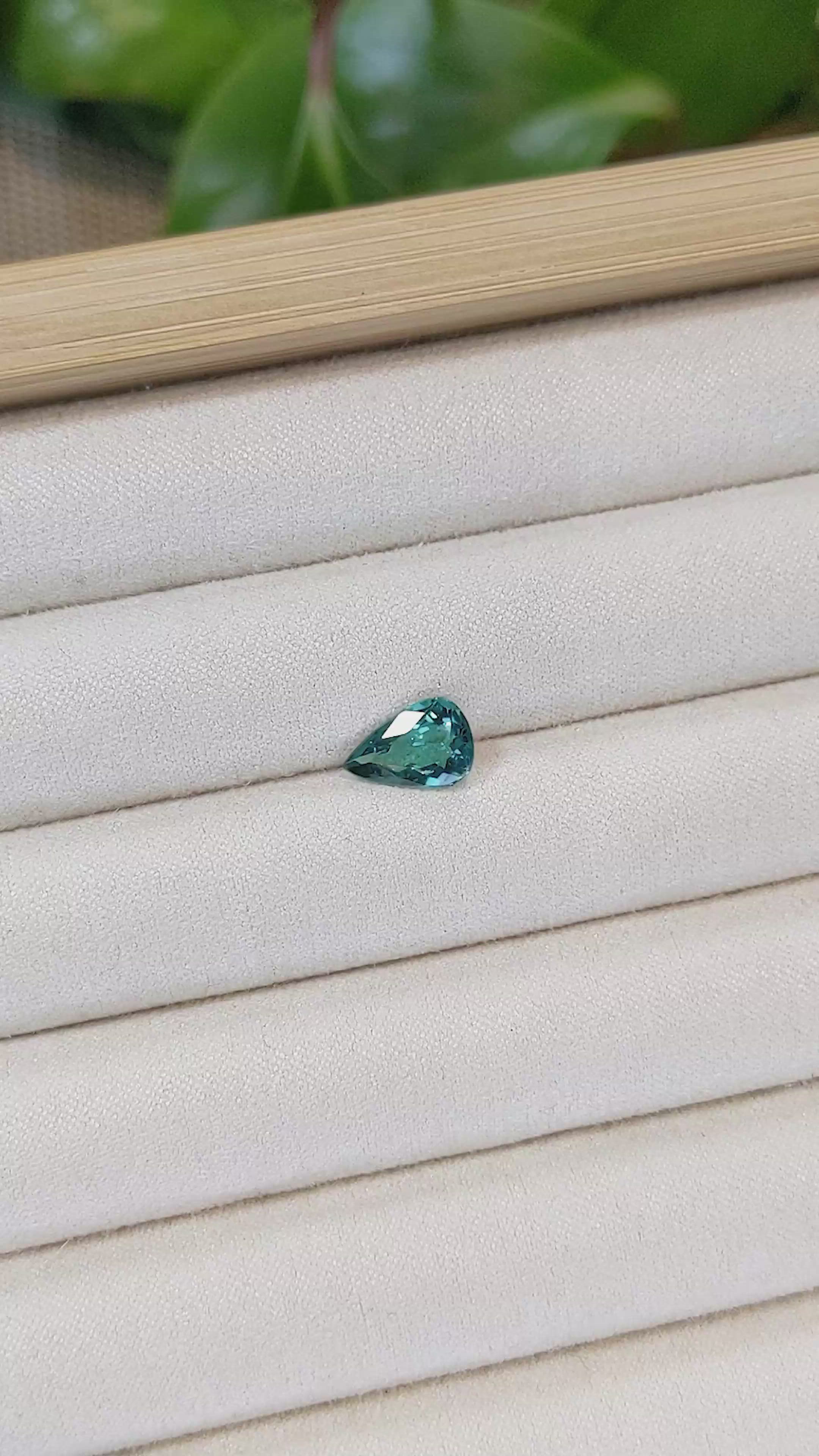 1.56 Ct. Bluish Green Tourmaline from Africa Size Video