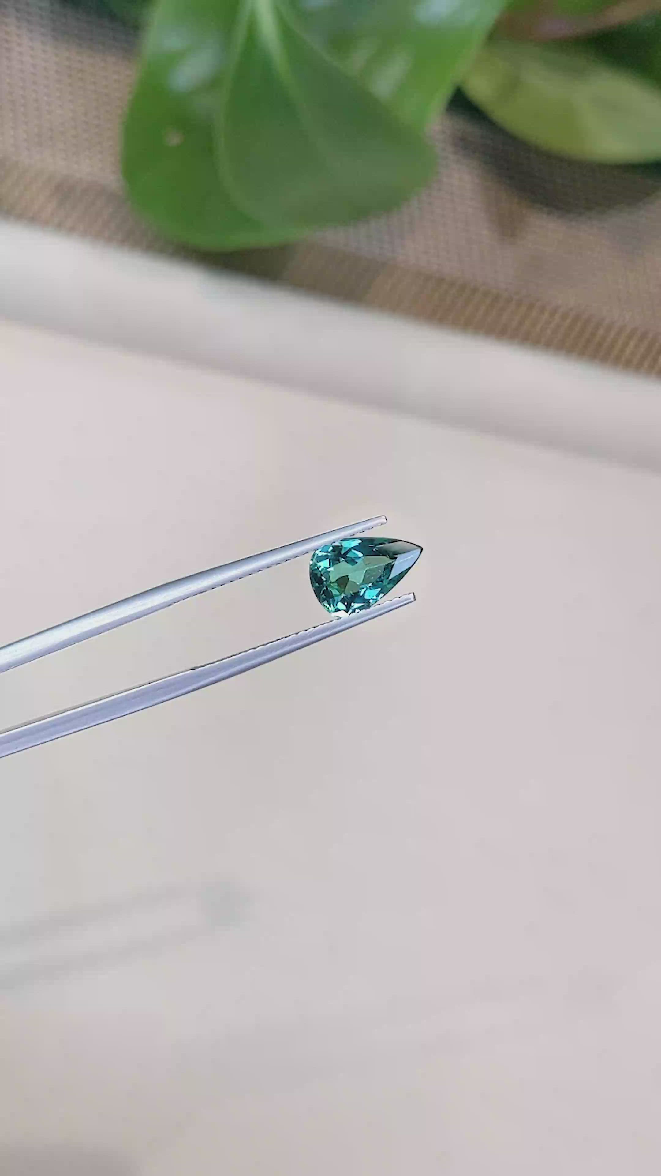 1.56 Ct. Bluish Green Tourmaline from Africa Size Video