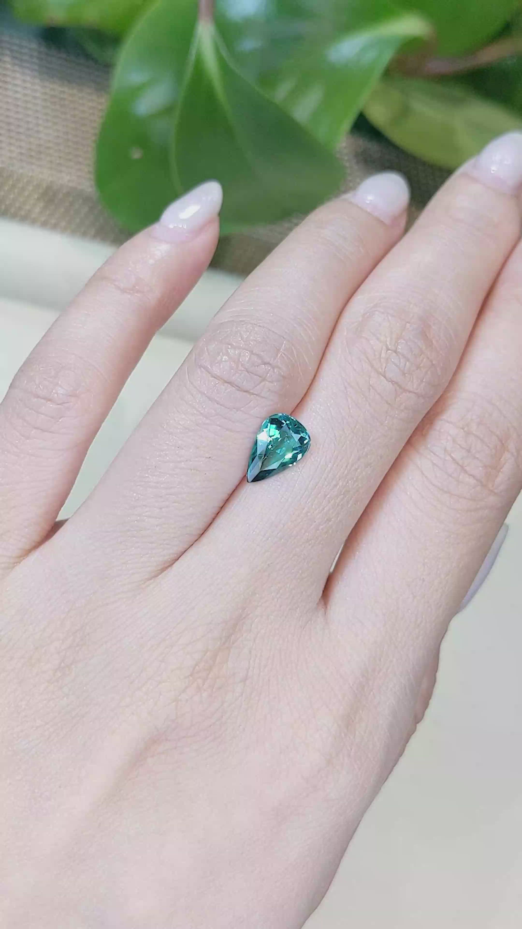 1.56 Ct. Bluish Green Tourmaline from Africa Size Video