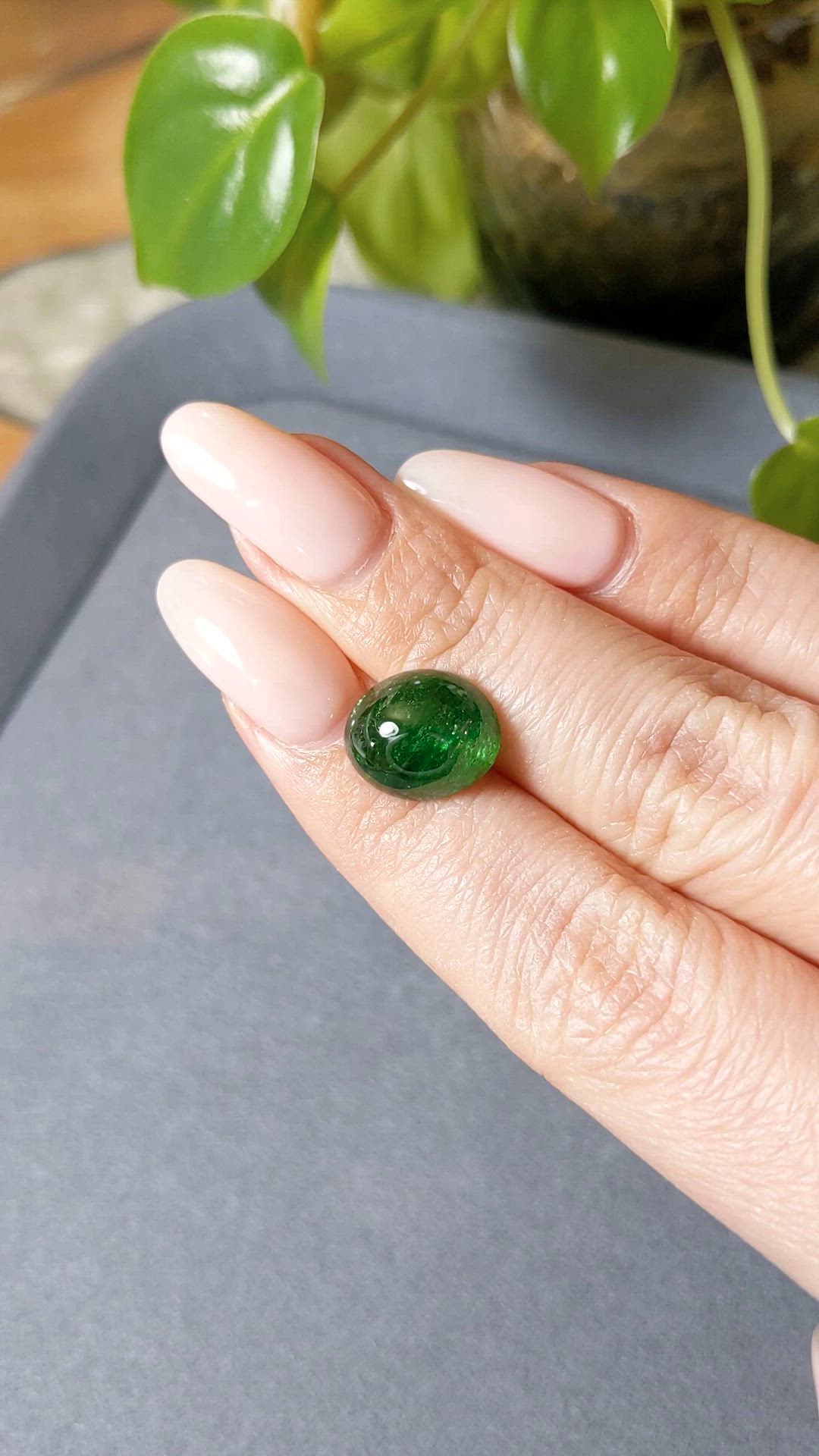 8.05 Ct. Cabochon Tsavorite Garnet from Tanzania Size Video