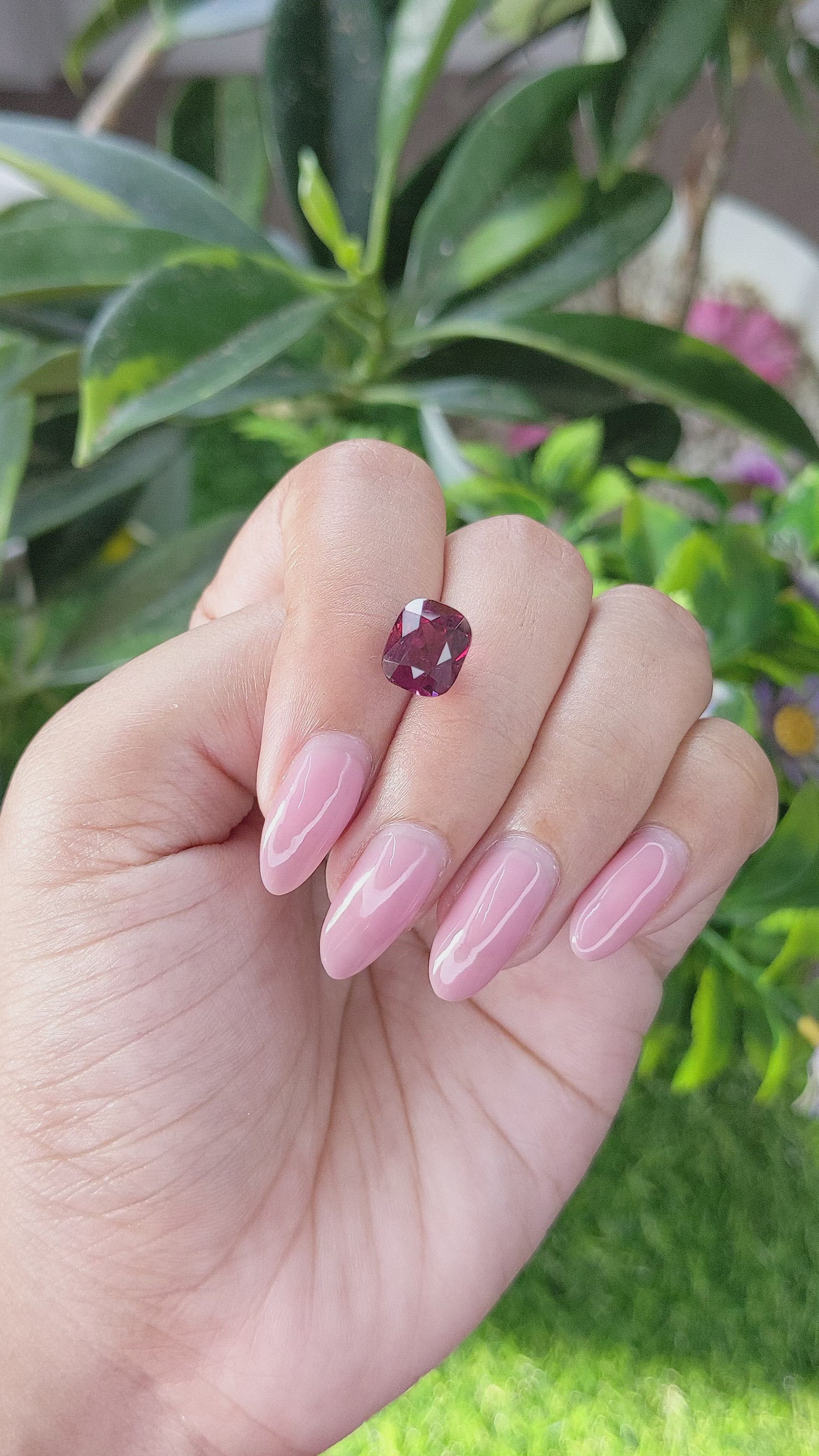 4.59 Ct. Purplish Red Garnet from Ceylon (Sri Lanka) Size Video
