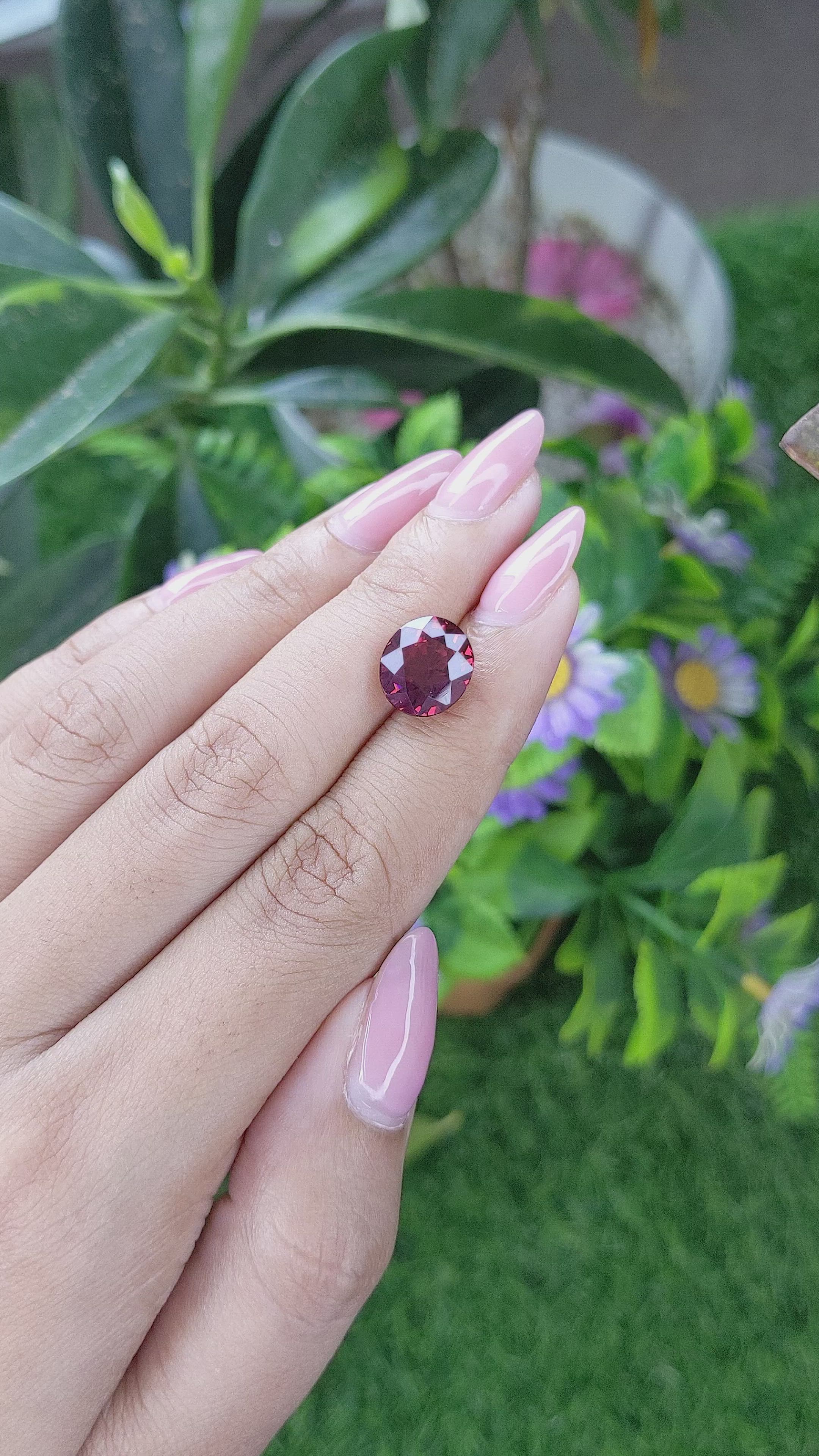 5.45 Ct. Red Garnet from Ceylon (Sri Lanka) Size Video