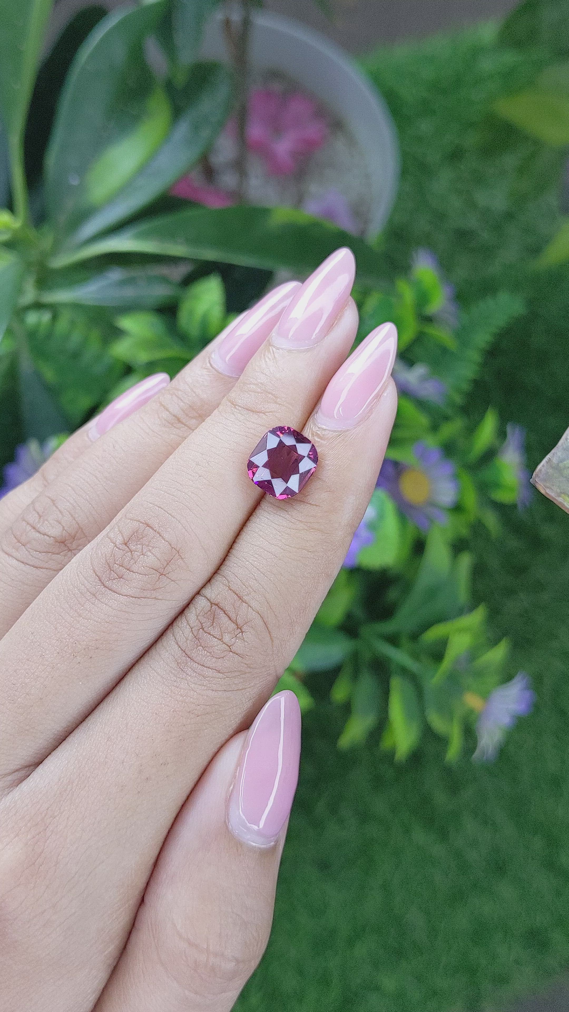 4.34 Ct. Purplish Pink Garnet from Ceylon (Sri Lanka) Size Video