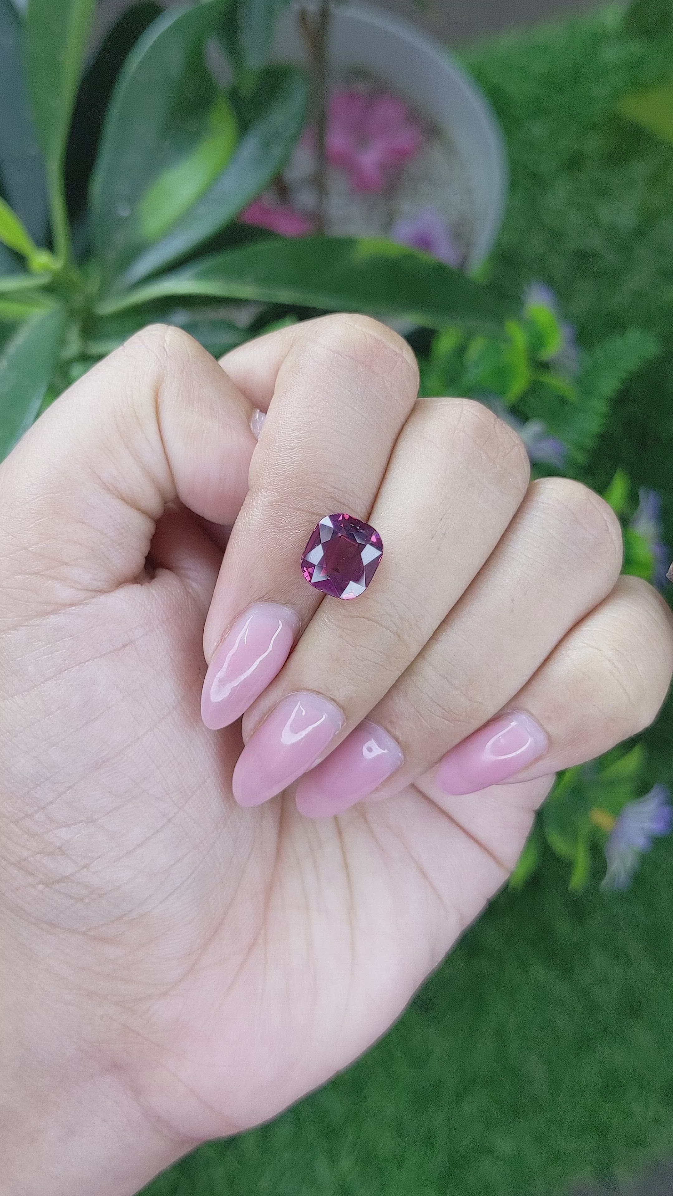 4.34 Ct. Purplish Pink Garnet from Ceylon (Sri Lanka) Size Video