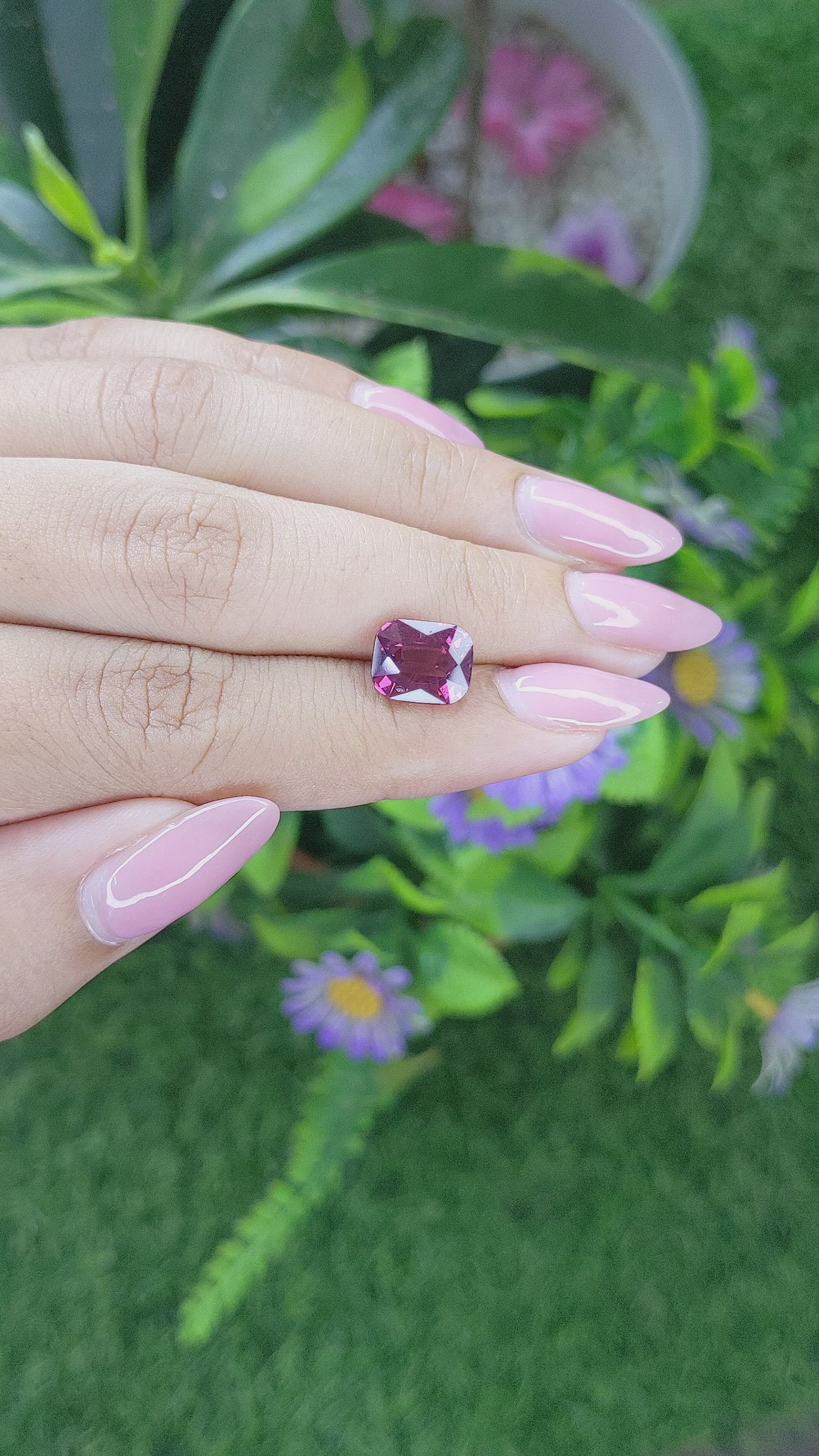 4.27 Ct. Purplish Pink Rhodolite Garnet from Ceylon (Sri Lanka) Size Video