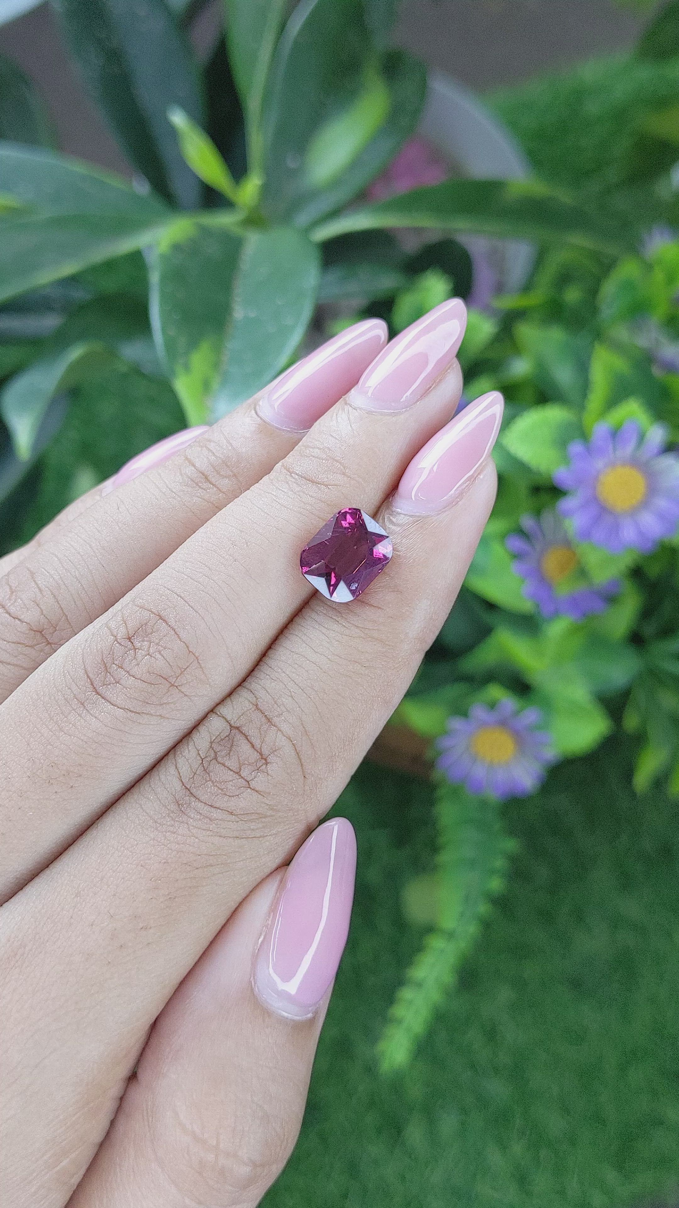 4.27 Ct. Purplish Pink Rhodolite Garnet from Ceylon (Sri Lanka) Size Video