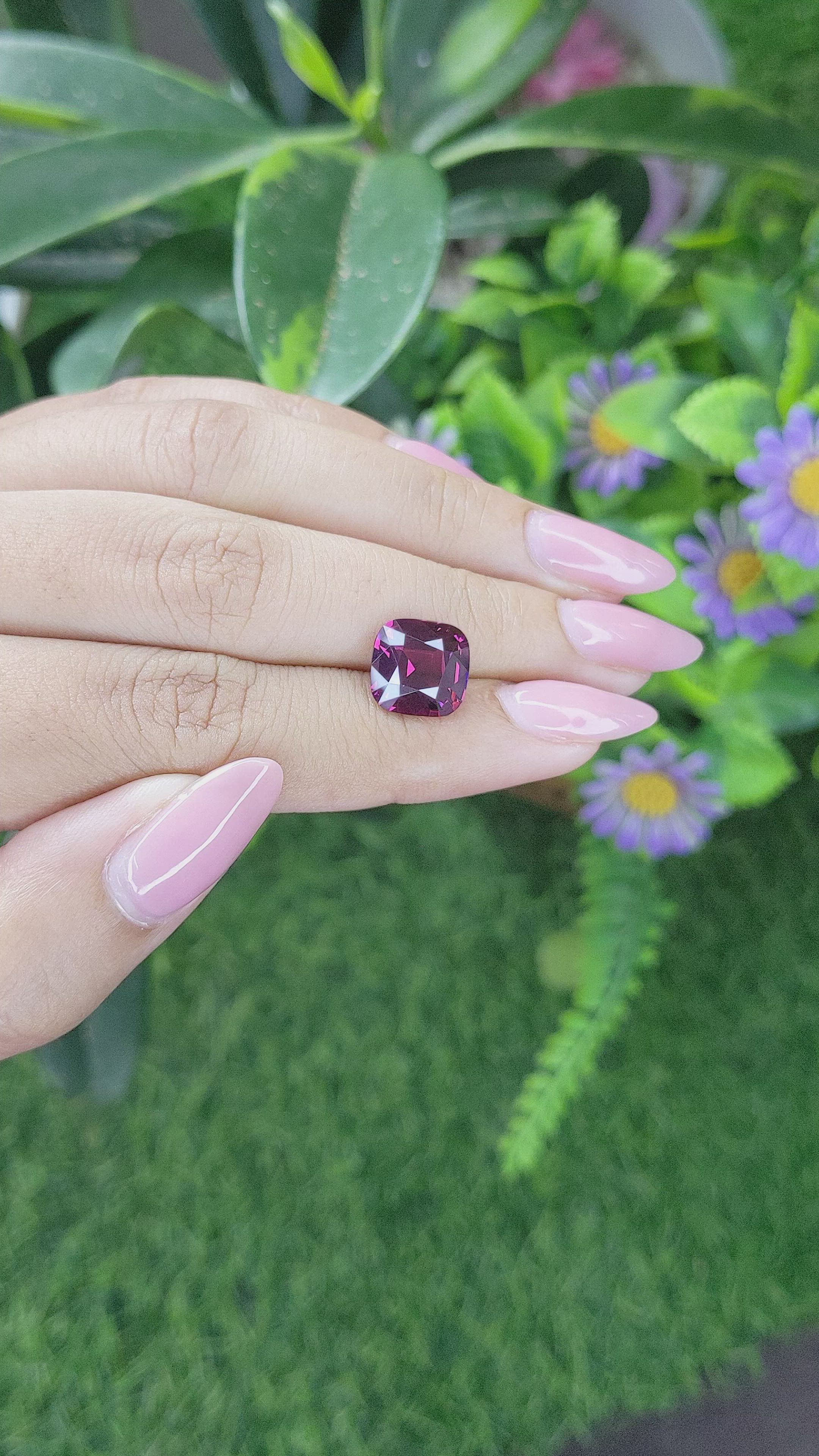 5.32 Ct. Purplish Pink Rhodolite Garnet from Tanzania Size Video