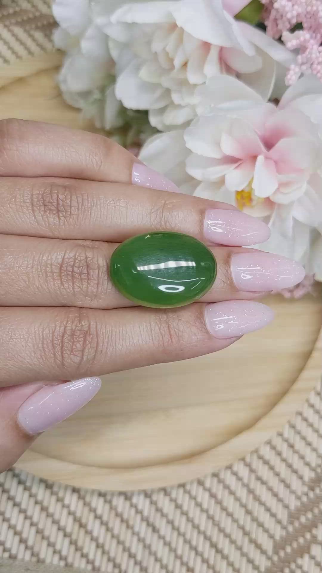 26.54 Ct. Cabochon Jade from Burma (Myanmar) Size Video