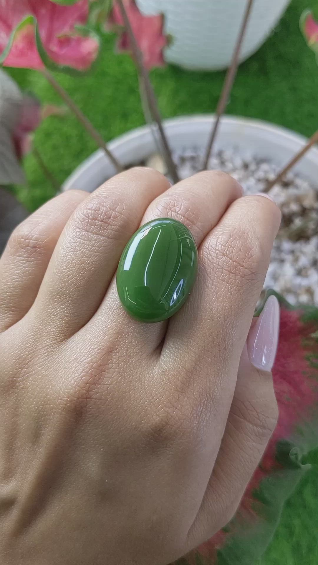 26.54 Ct. Cabochon Jade from Burma (Myanmar) Size Video