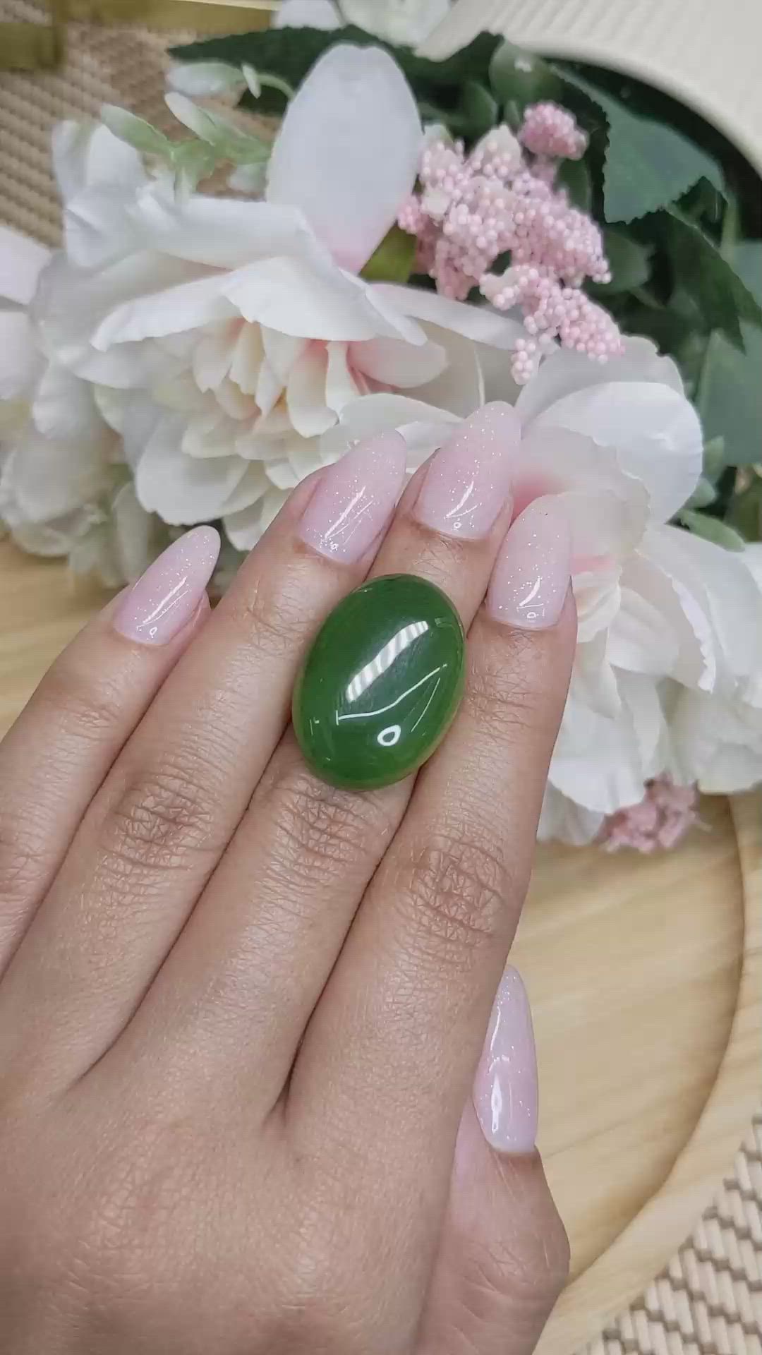 26.54 Ct. Cabochon Jade from Burma (Myanmar) Size Video