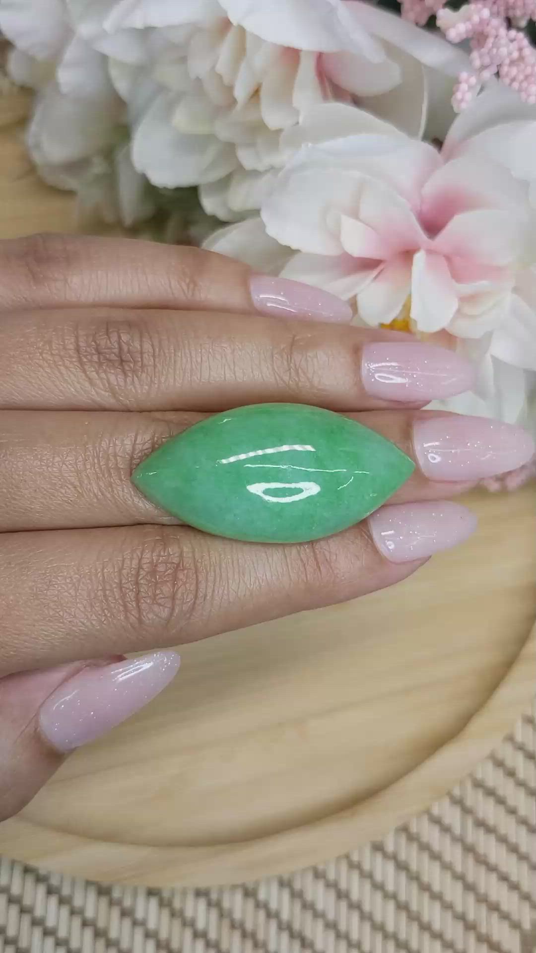 43.42 Ct. Cabochon Jade from Burma (Myanmar) Size Video