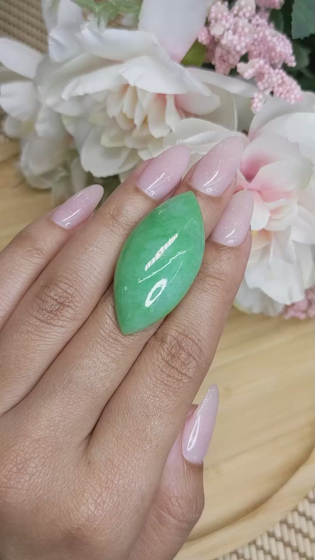 43.42 Ct. Cabochon Jade from Burma (Myanmar) Size Video