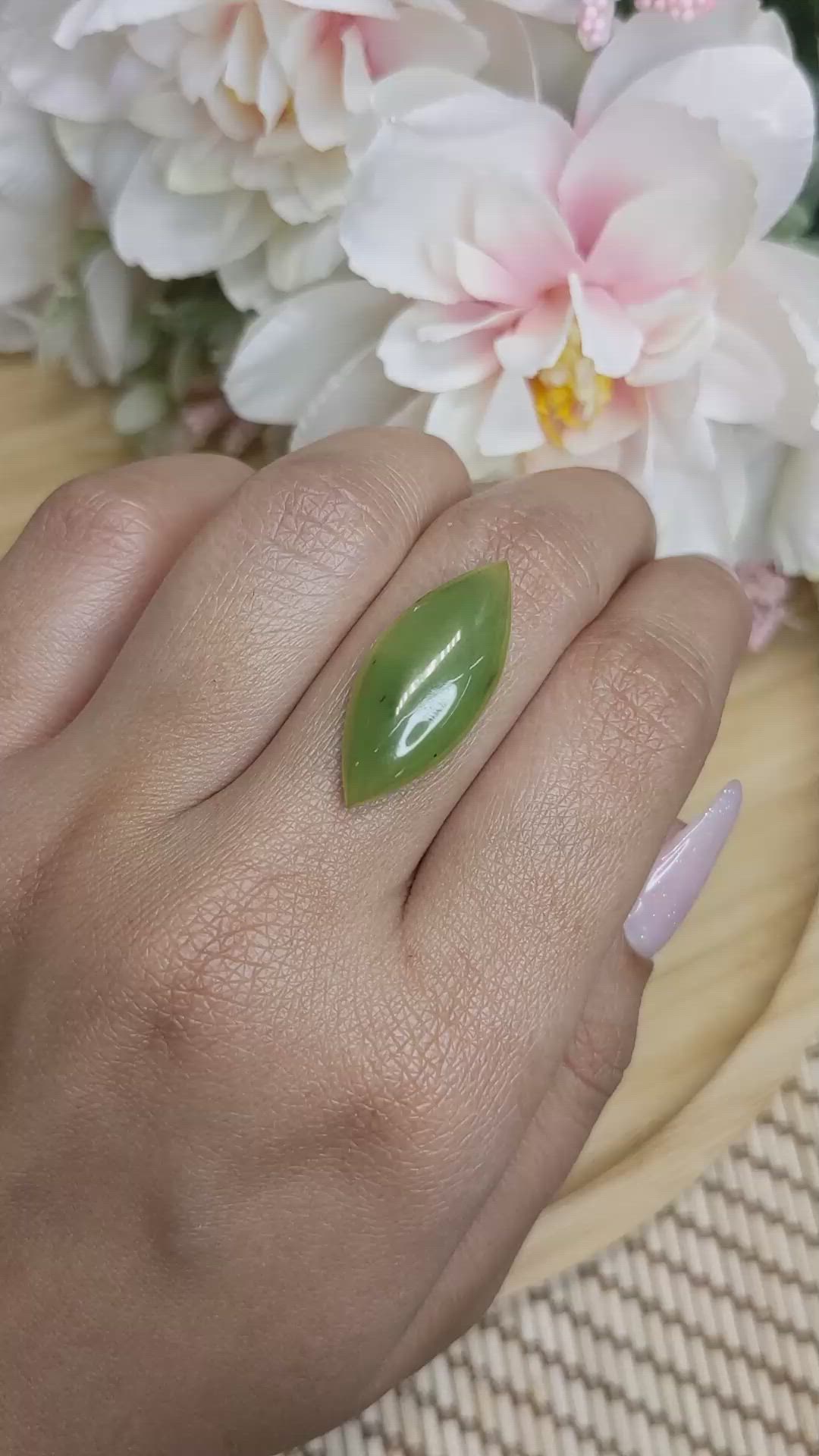 8.47 Ct. Cabochon Jade from Burma (Myanmar) Size Video