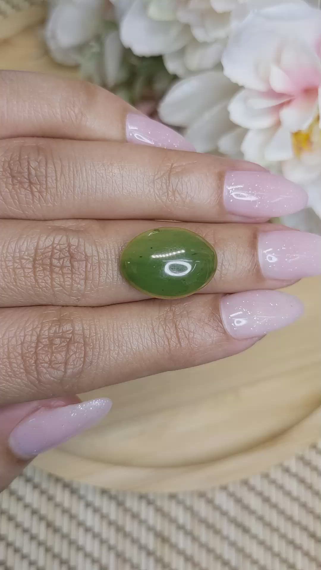 9.11 Ct. Cabochon Jade from Burma (Myanmar) Size Video