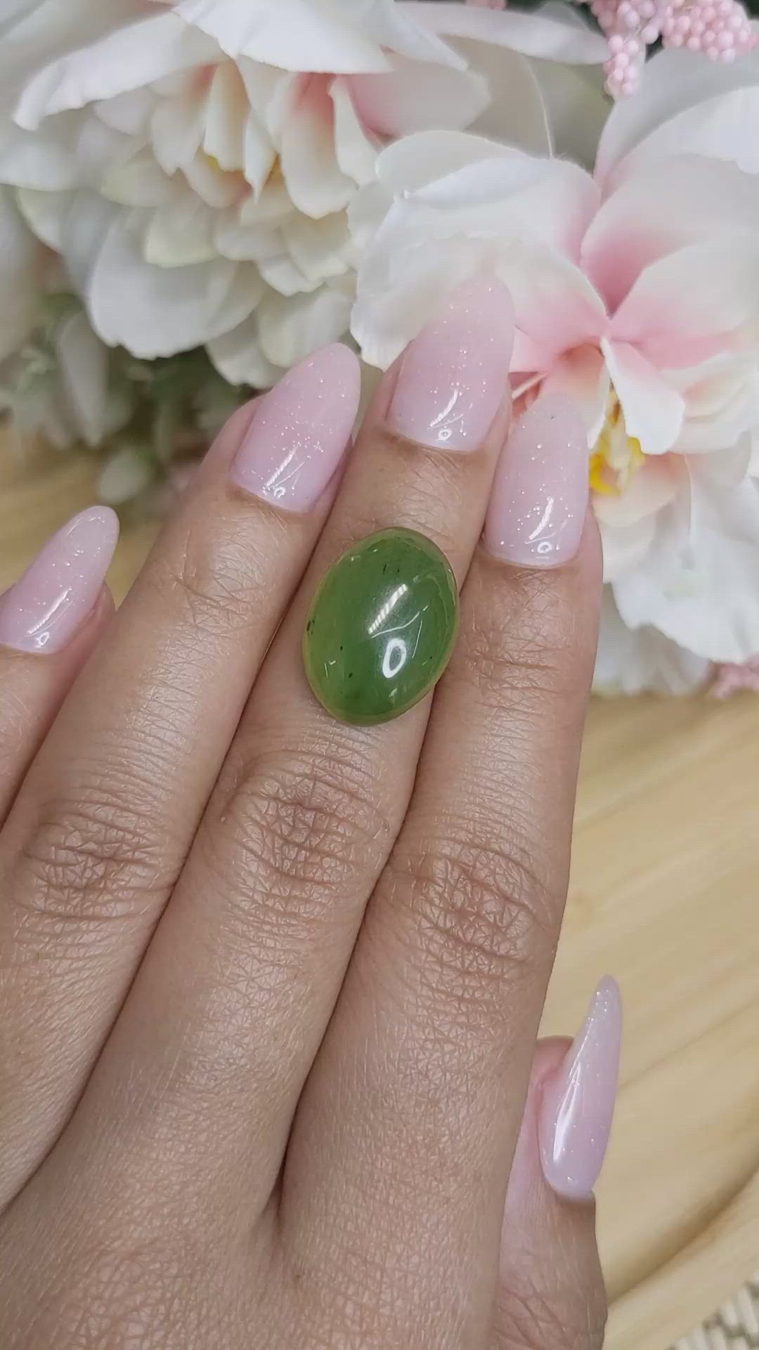 9.11 Ct. Cabochon Jade from Burma (Myanmar) Size Video