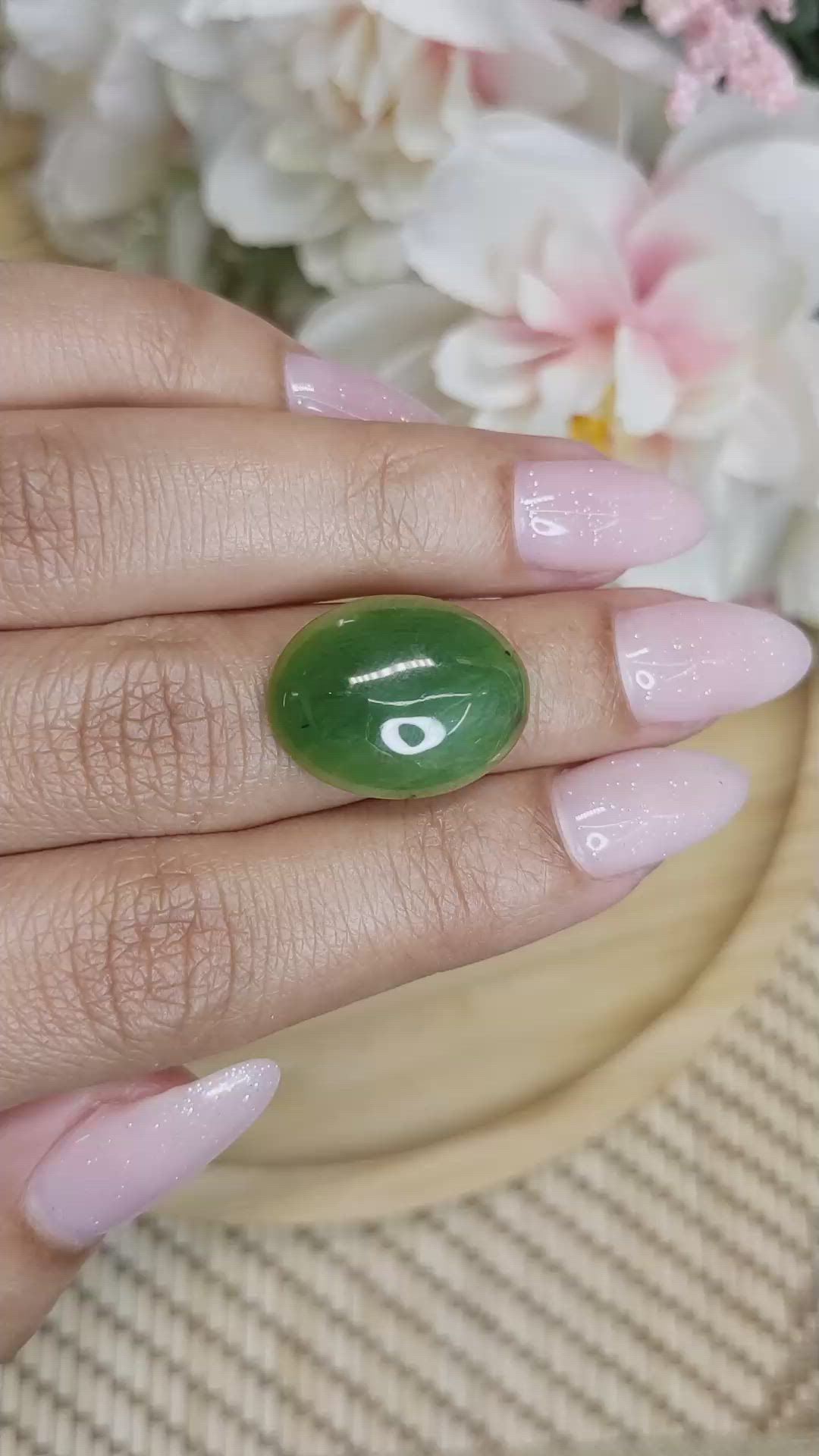11.14 Ct. Cabochon Jade from Burma (Myanmar) Size Video