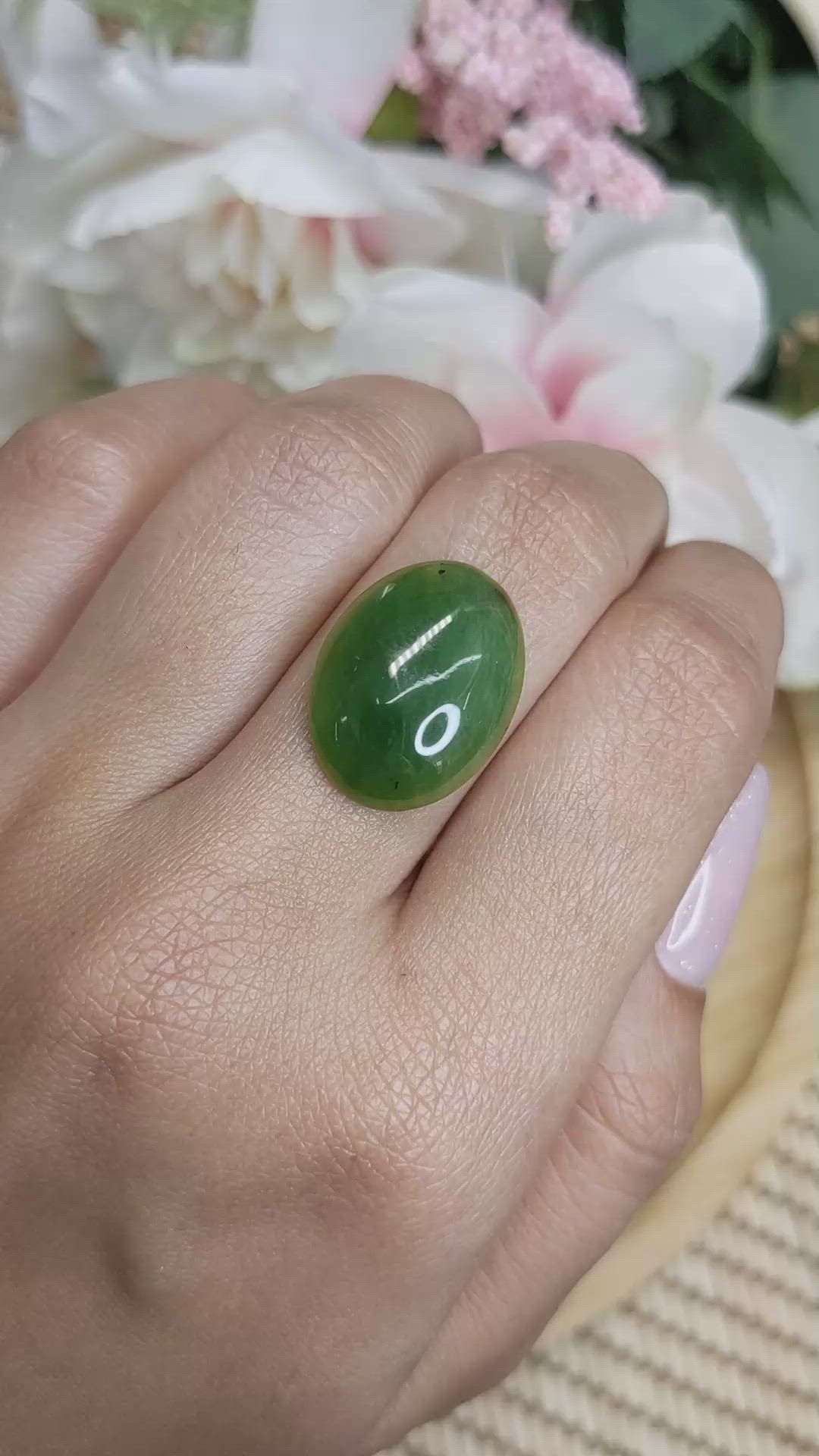 11.14 Ct. Cabochon Jade from Burma (Myanmar) Size Video