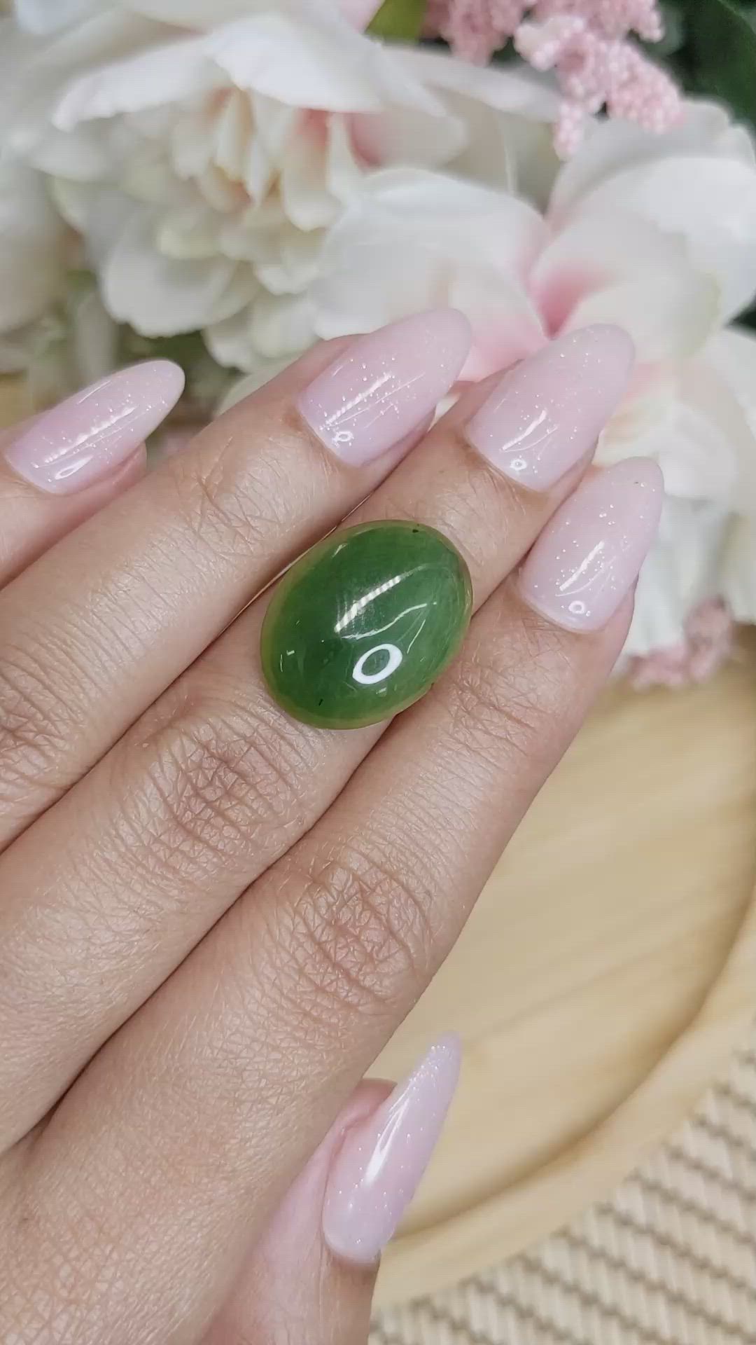 11.14 Ct. Cabochon Jade from Burma (Myanmar) Size Video