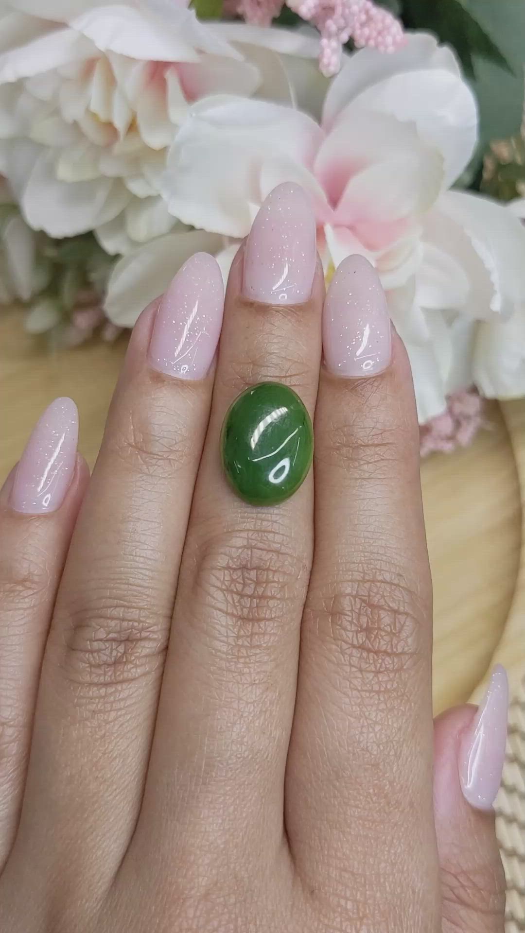 7.01 Ct. Cabochon Jade from Burma (Myanmar) Size Video