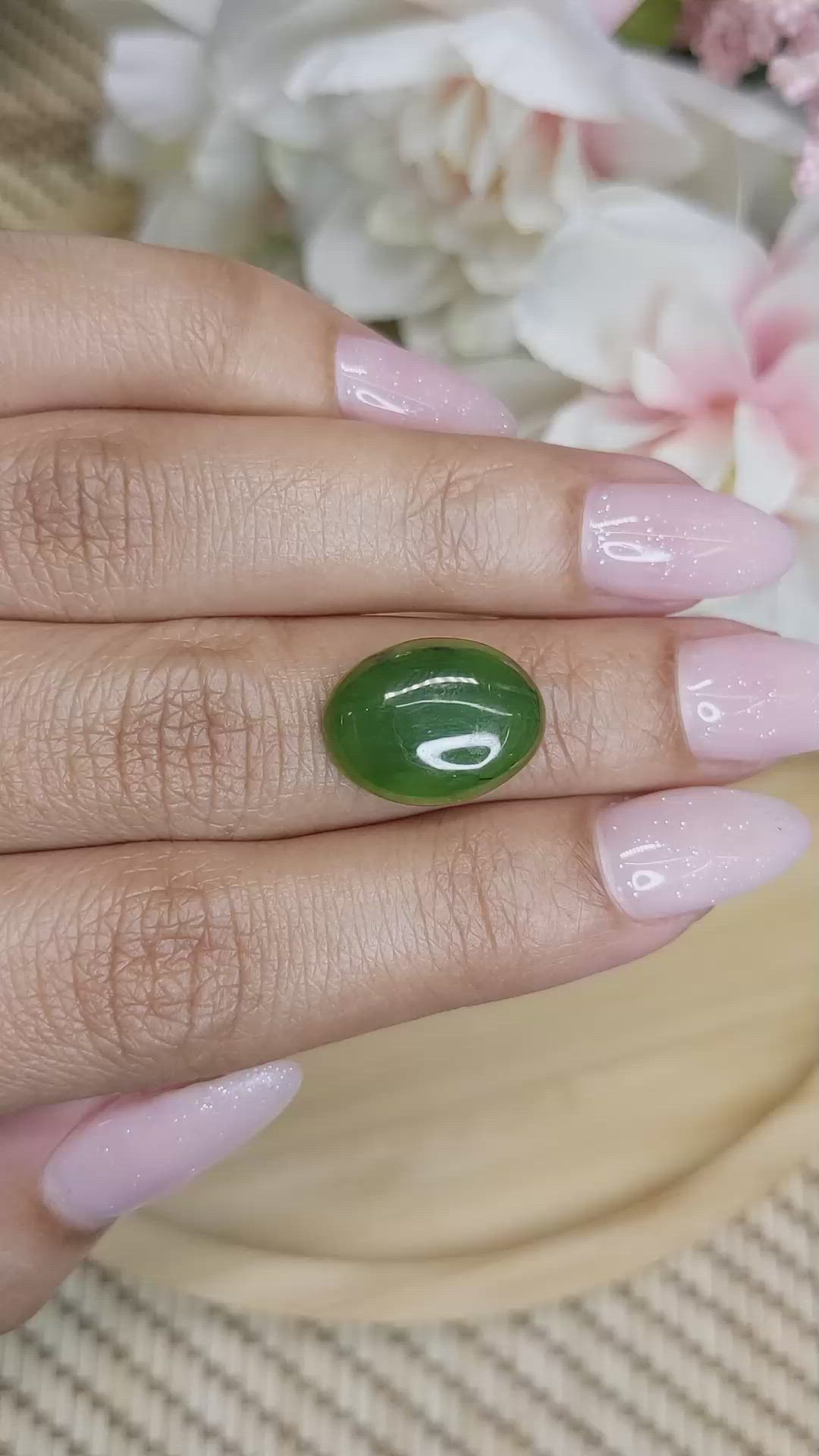 7.01 Ct. Cabochon Jade from Burma (Myanmar) Size Video