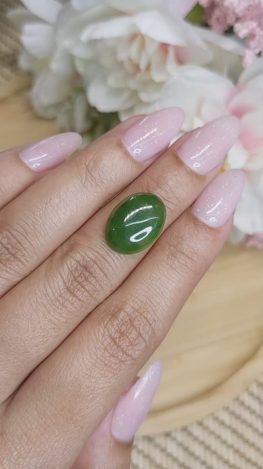 7.01 Ct. Cabochon Jade from Burma (Myanmar) Size Video