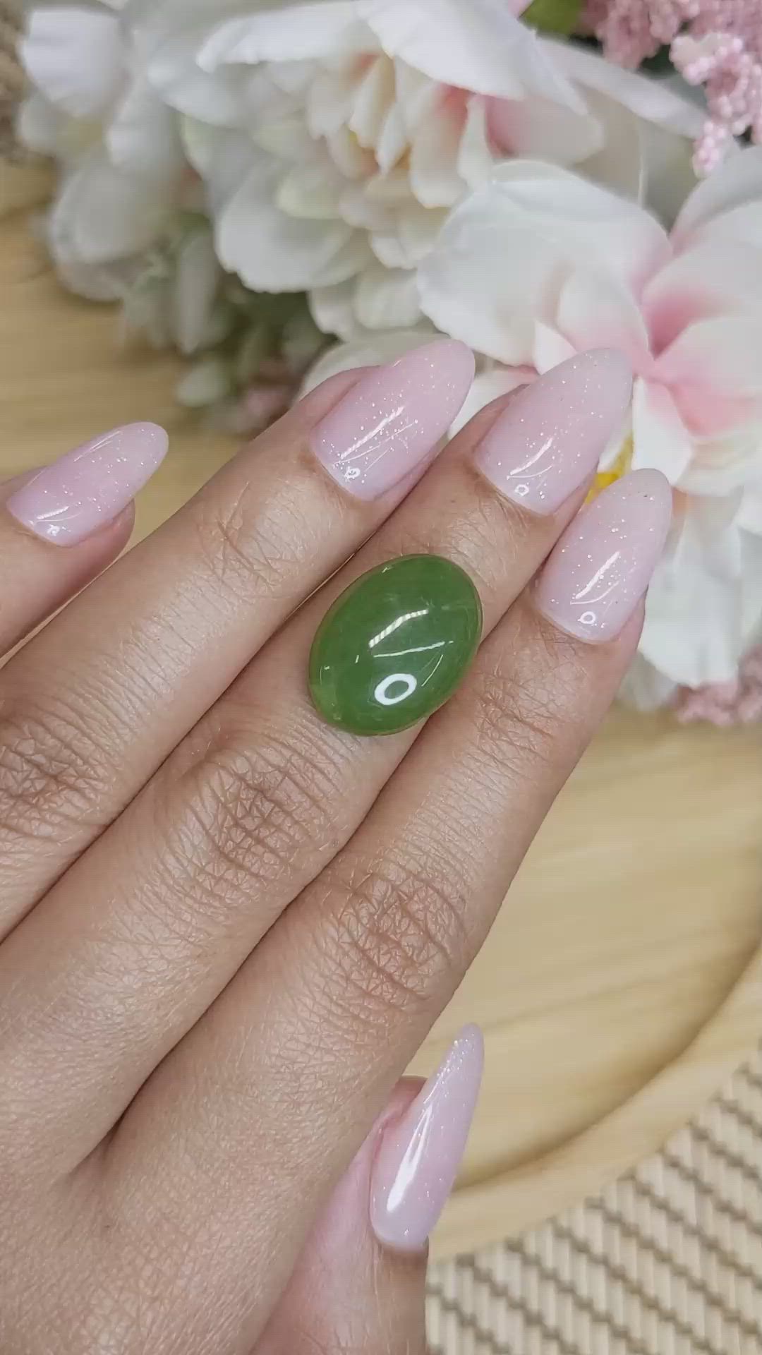 8.96 Ct. Cabochon Jade from Burma (Myanmar) Size Video
