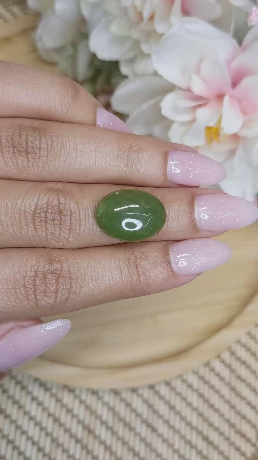 8.96 Ct. Cabochon Jade from Burma (Myanmar) Size Video