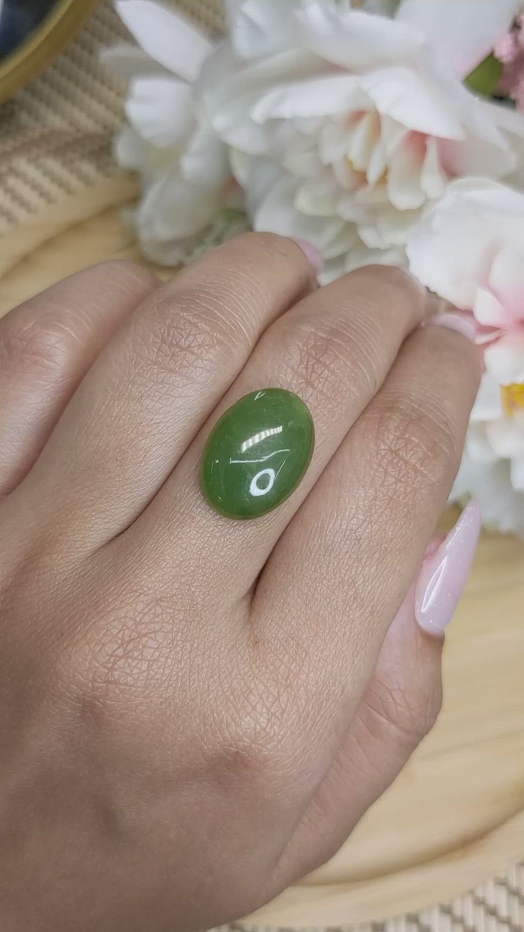 8.96 Ct. Cabochon Jade from Burma (Myanmar) Size Video