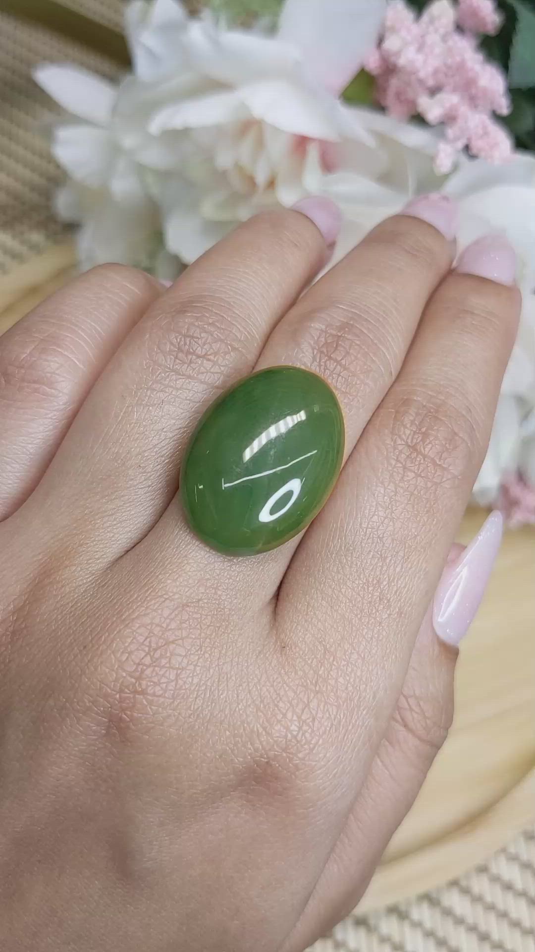 20.38 Ct. Cabochon Jade from Burma (Myanmar) Size Video