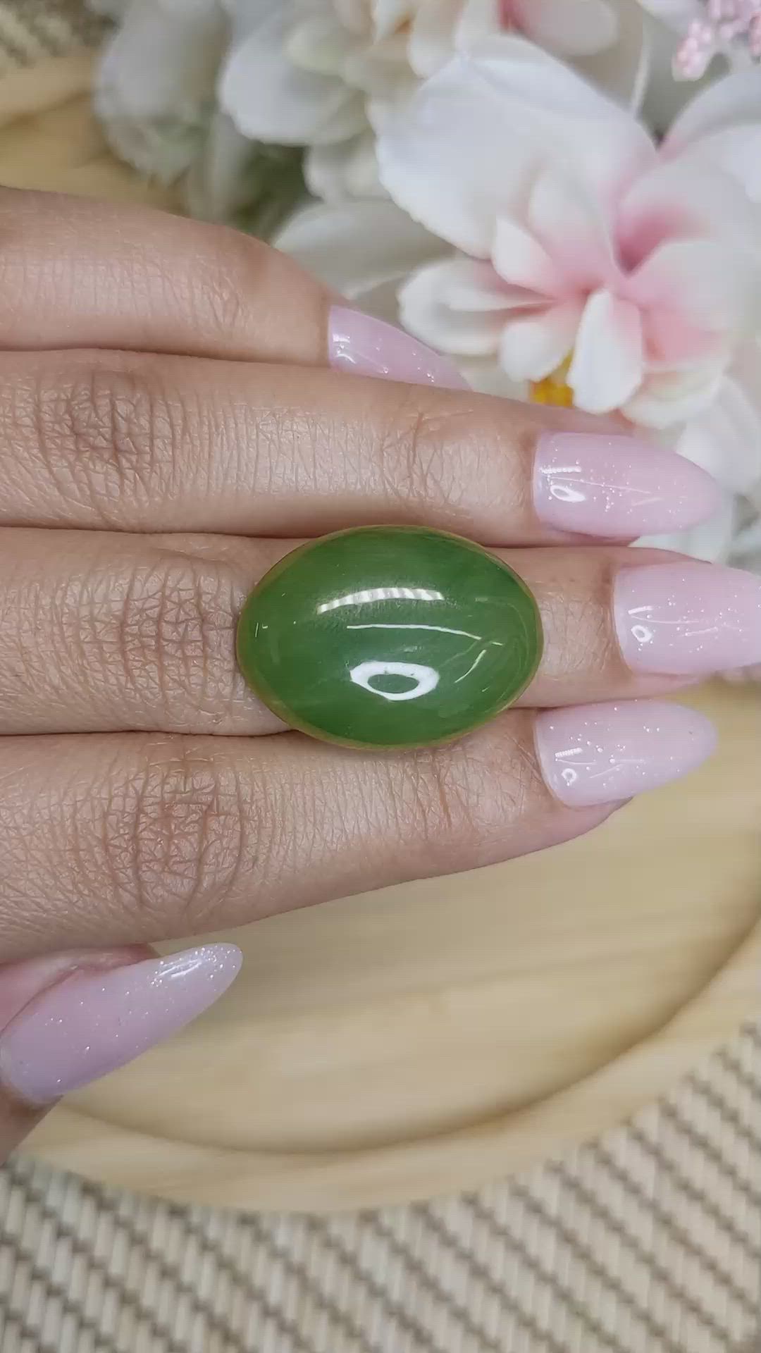 20.38 Ct. Cabochon Jade from Burma (Myanmar) Size Video