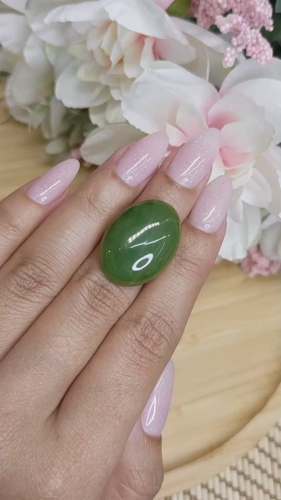 20.38 Ct. Cabochon Jade from Burma (Myanmar) Size Video